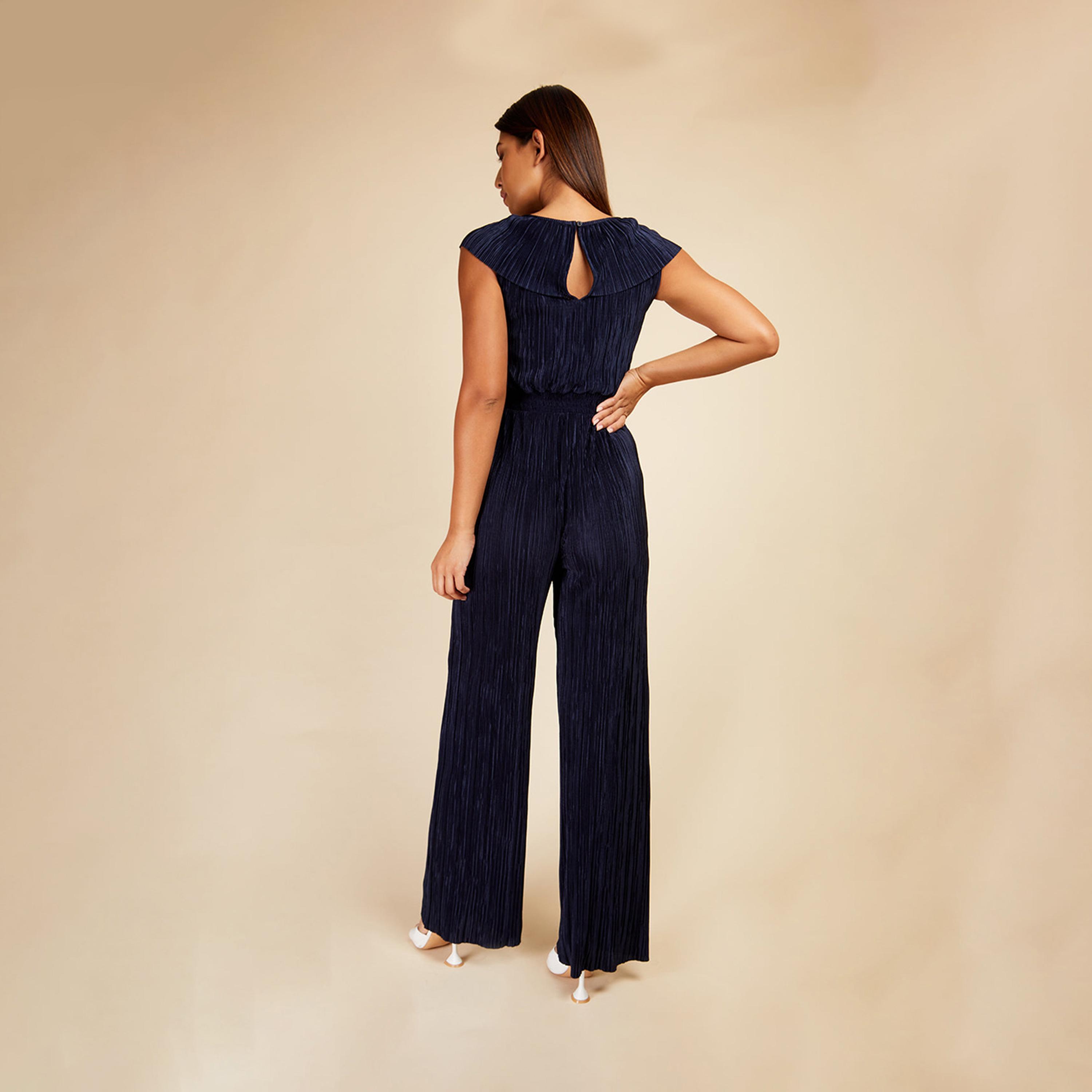 ليتل مسترس- جمبسوت مخطط ياقة على شكل V بدون أكمام-women-clothing-jumpsuits-image-4