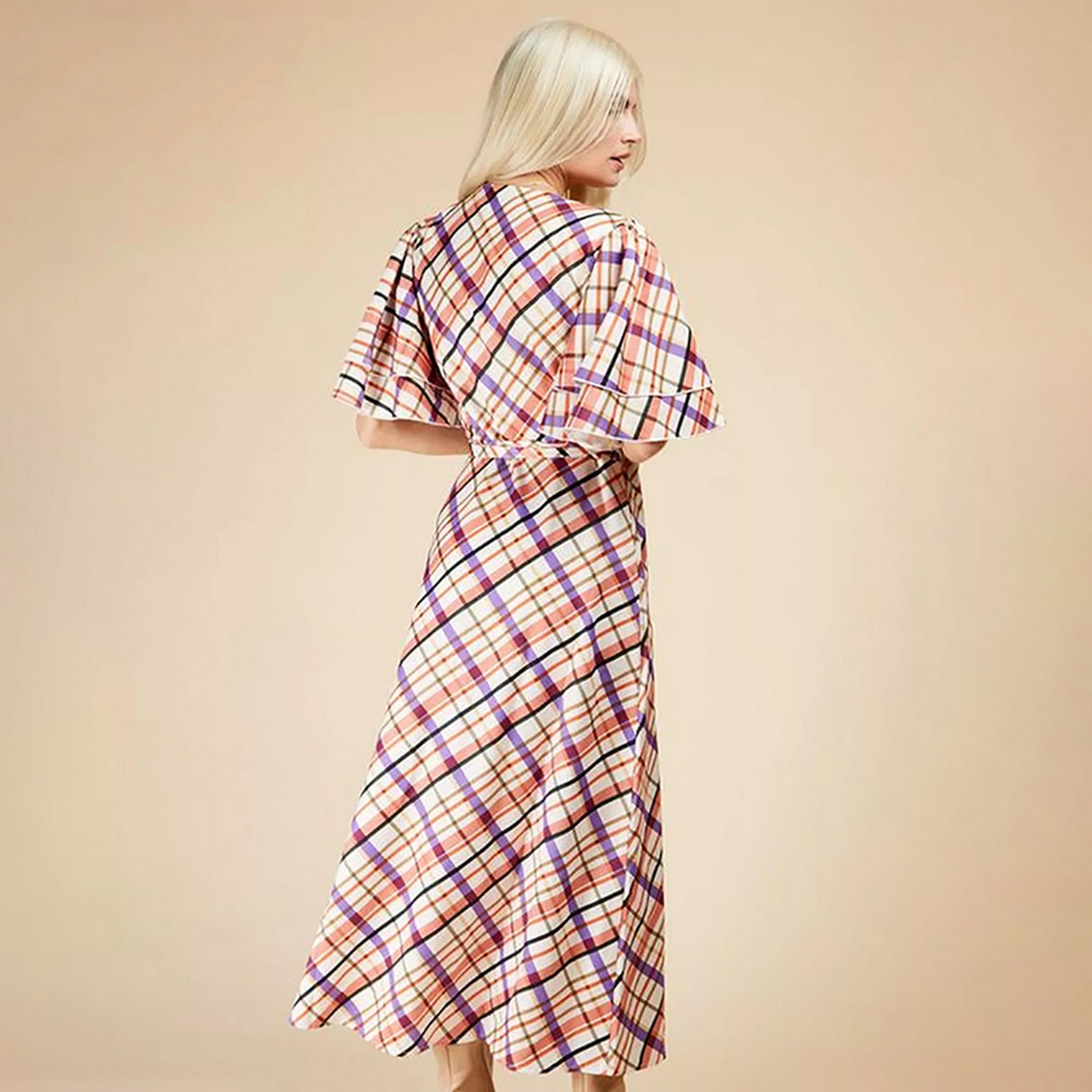 Little Mistress Multicolour Printed Flared Sleeves Fit and Flared Midi Women's Dress-women-clothing-dresses-image-4