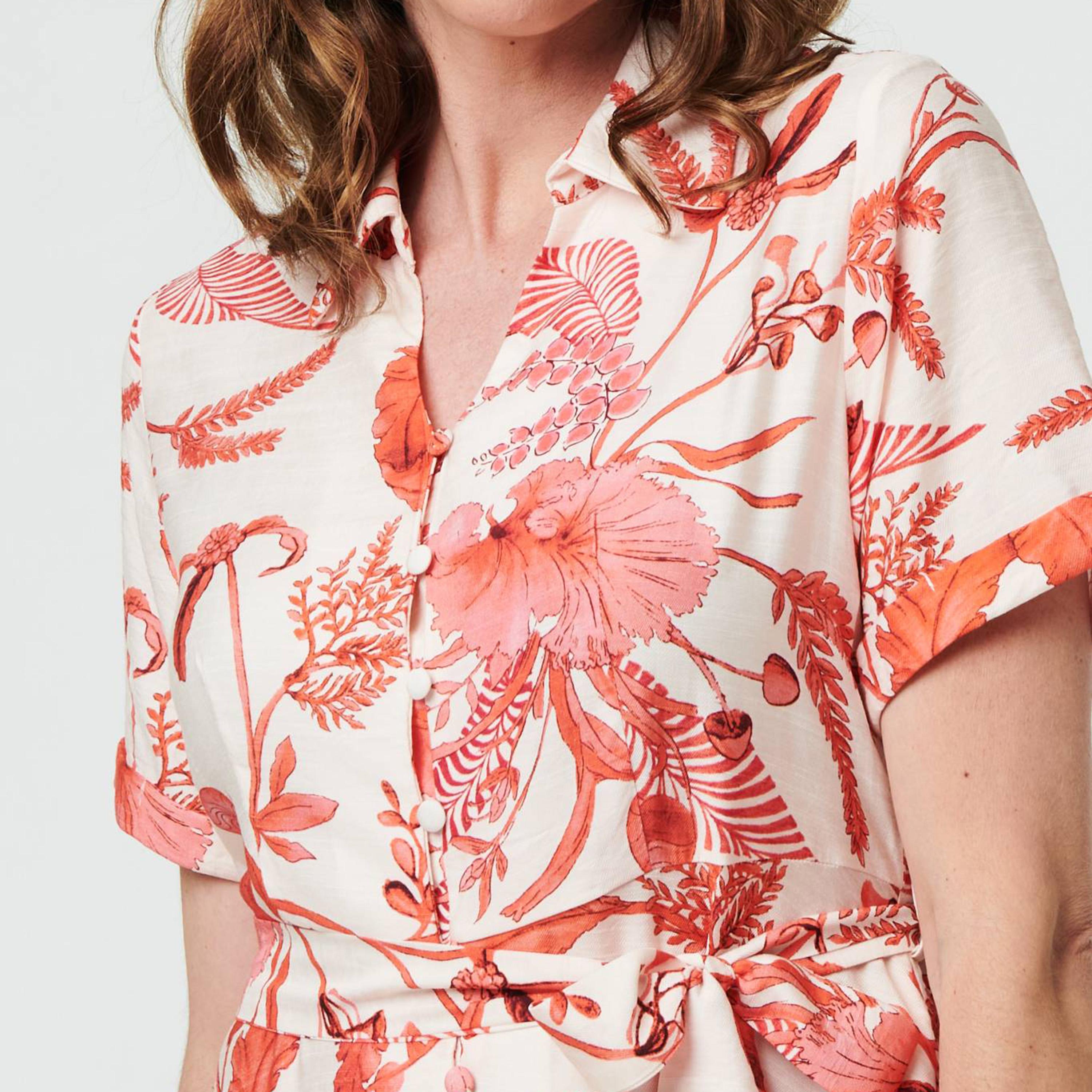 Izabel London Pink Floral Print Collared Women's Midi Dress-women-clothing-dresses-image-4