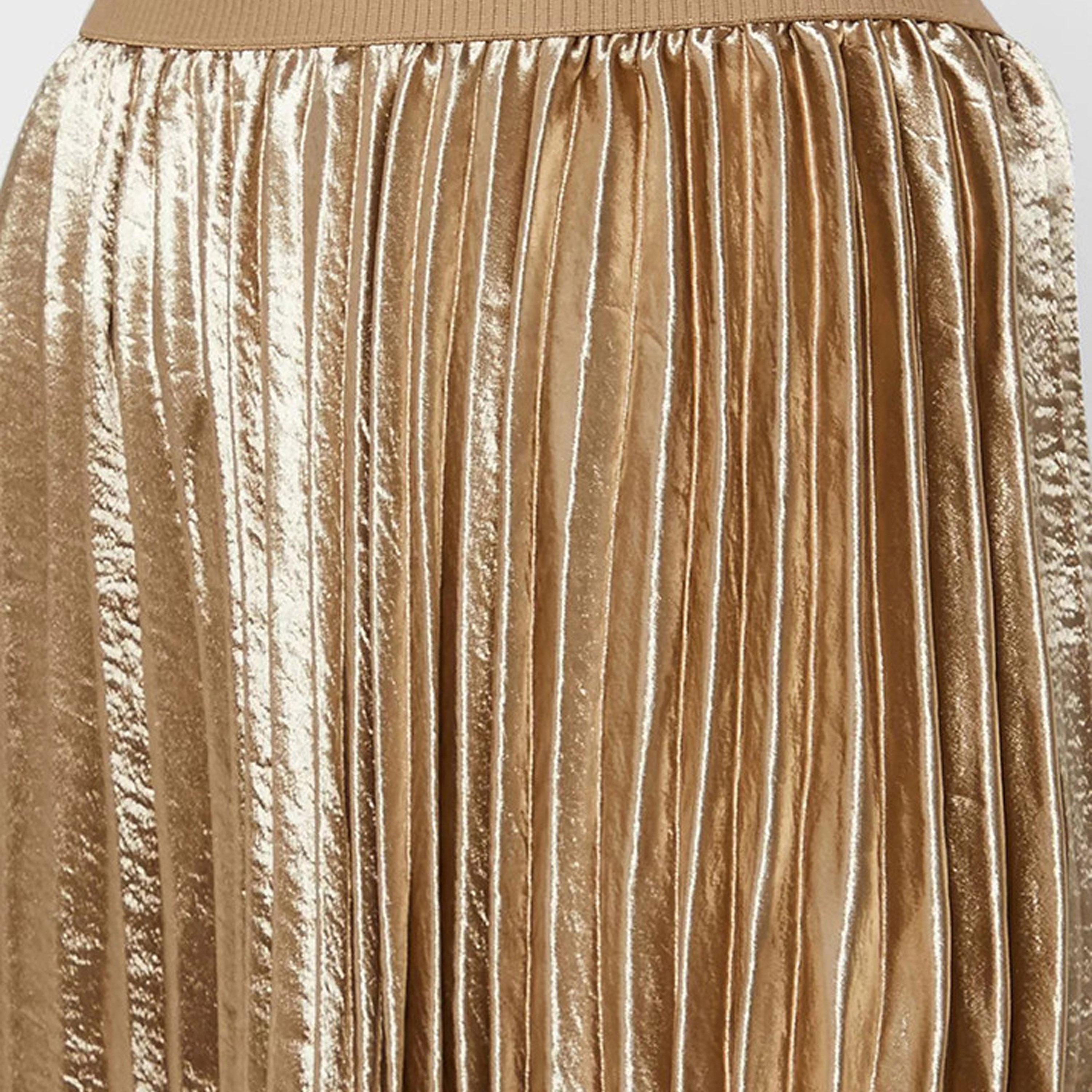 ليتل مسترس- تنورة ثنيات بشكل A متوسطة الطول لون معدني-women-clothing-skirts-image-2