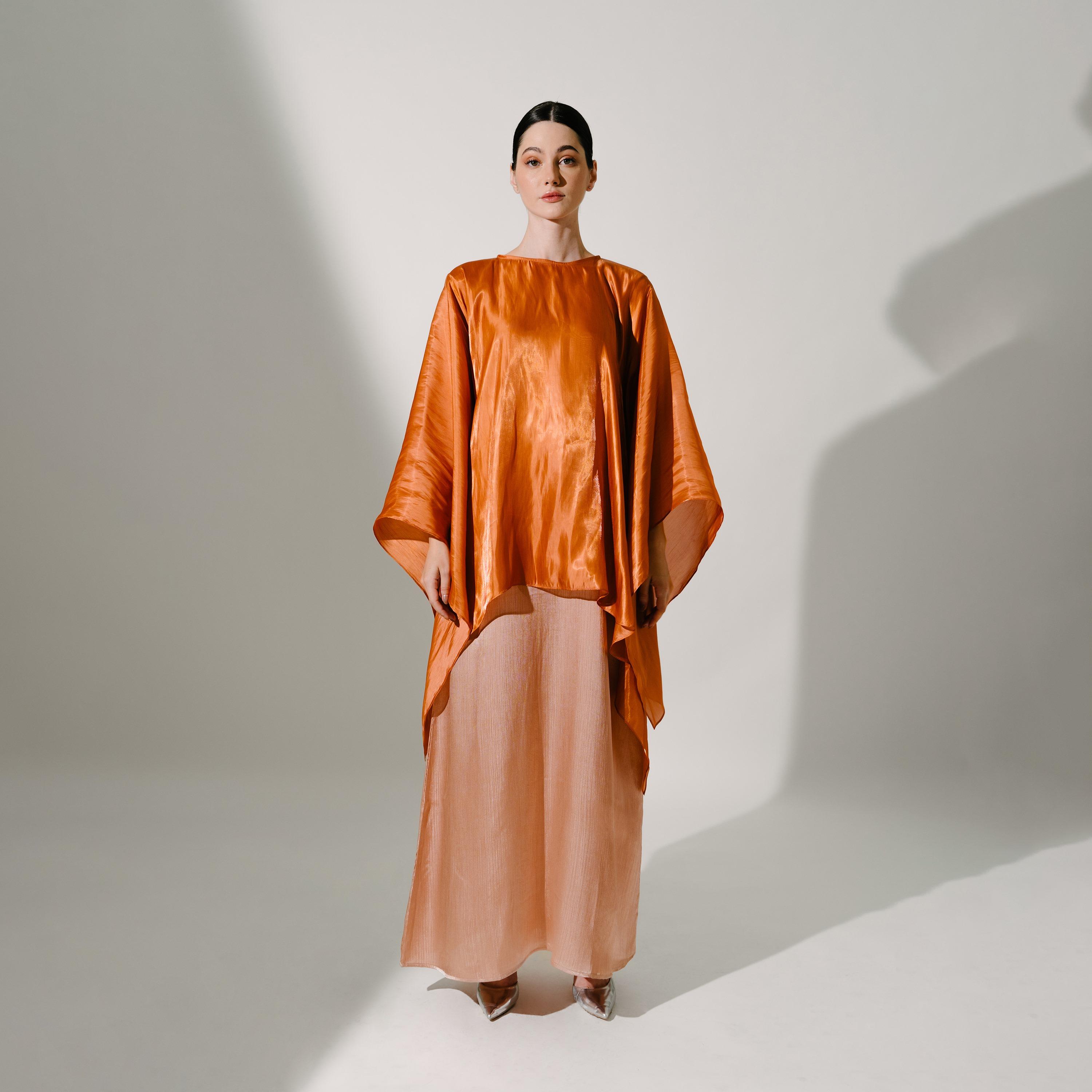 Hadiyath Al Madinah Flared Sleeves Silk Women's Kaftan-women-arabicclothing-kaftan-image-1