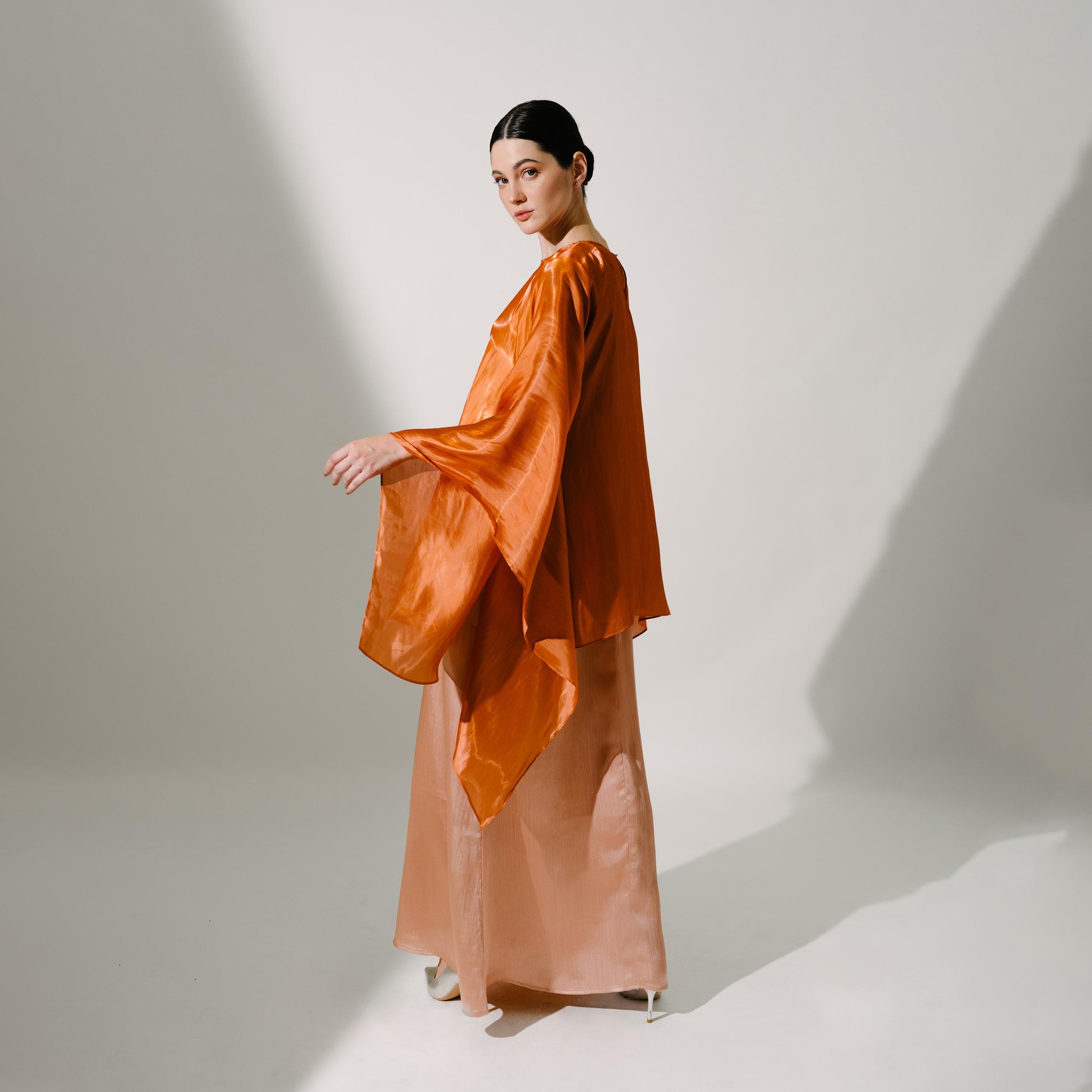 Hadiyath Al Madinah Flared Sleeves Silk Women's Kaftan-women-arabicclothing-kaftan-image-4