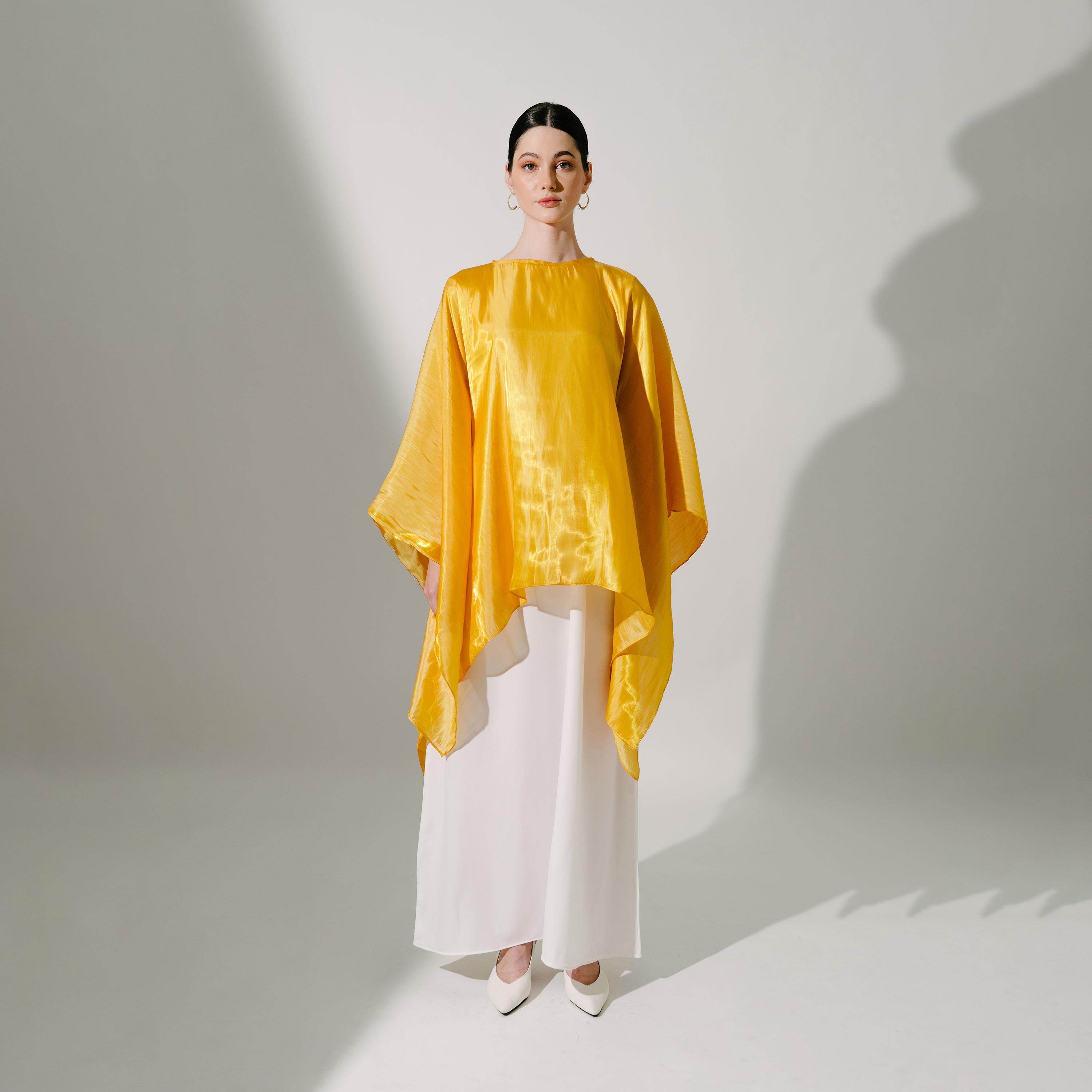 Hadiyath Al Madinah Flared Sleeves Silk Women's Kaftan-women-arabicclothing-kaftan-image-1