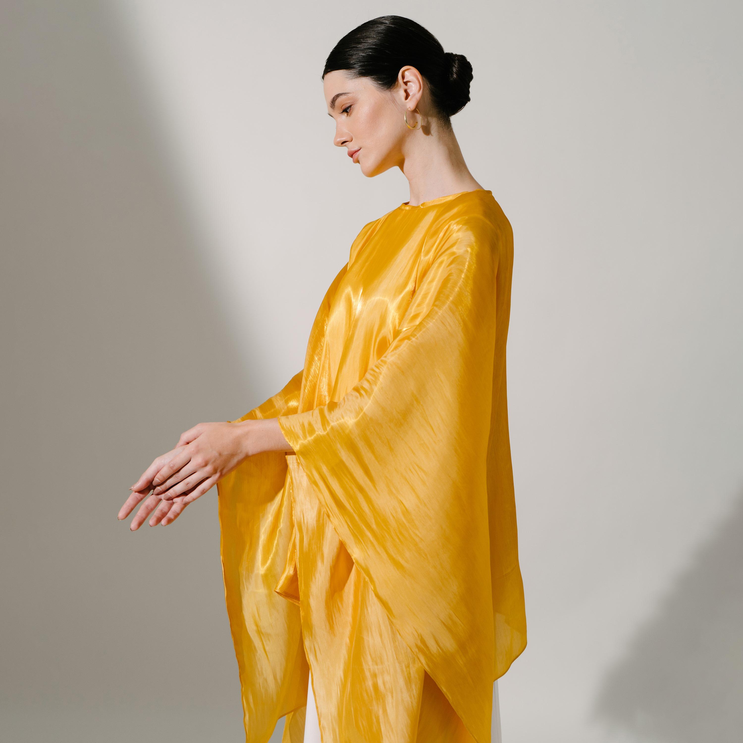 Hadiyath Al Madinah Flared Sleeves Silk Women's Kaftan-women-arabicclothing-kaftan-image-2
