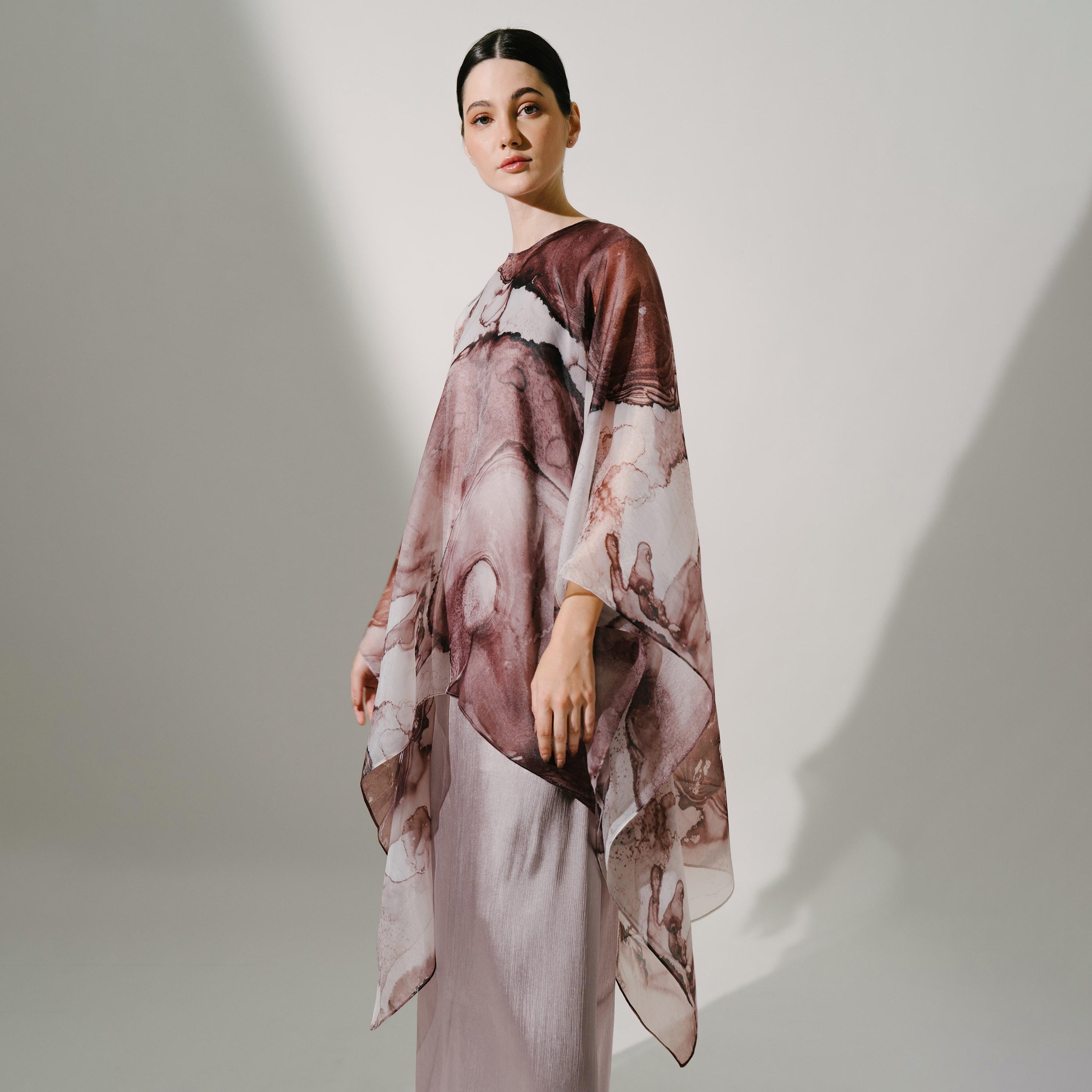 Hadiyath Al Madinah Flared Sleeves Organza Women's Kaftan-women-arabicclothing-kaftan-image-2