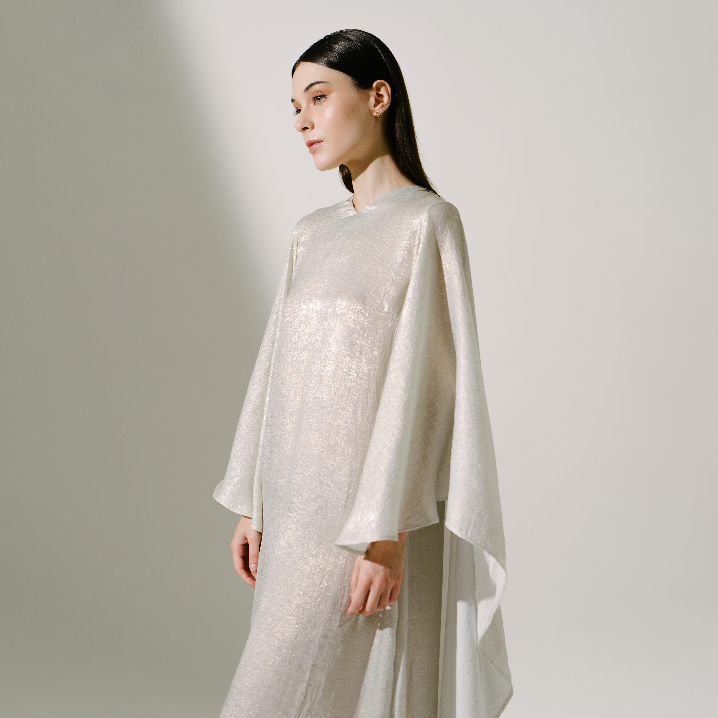 Hadiyath Al Madinah Shimmer Flared Sleeves Evening Women's Kaftan-women-arabicclothing-kaftan-image-2