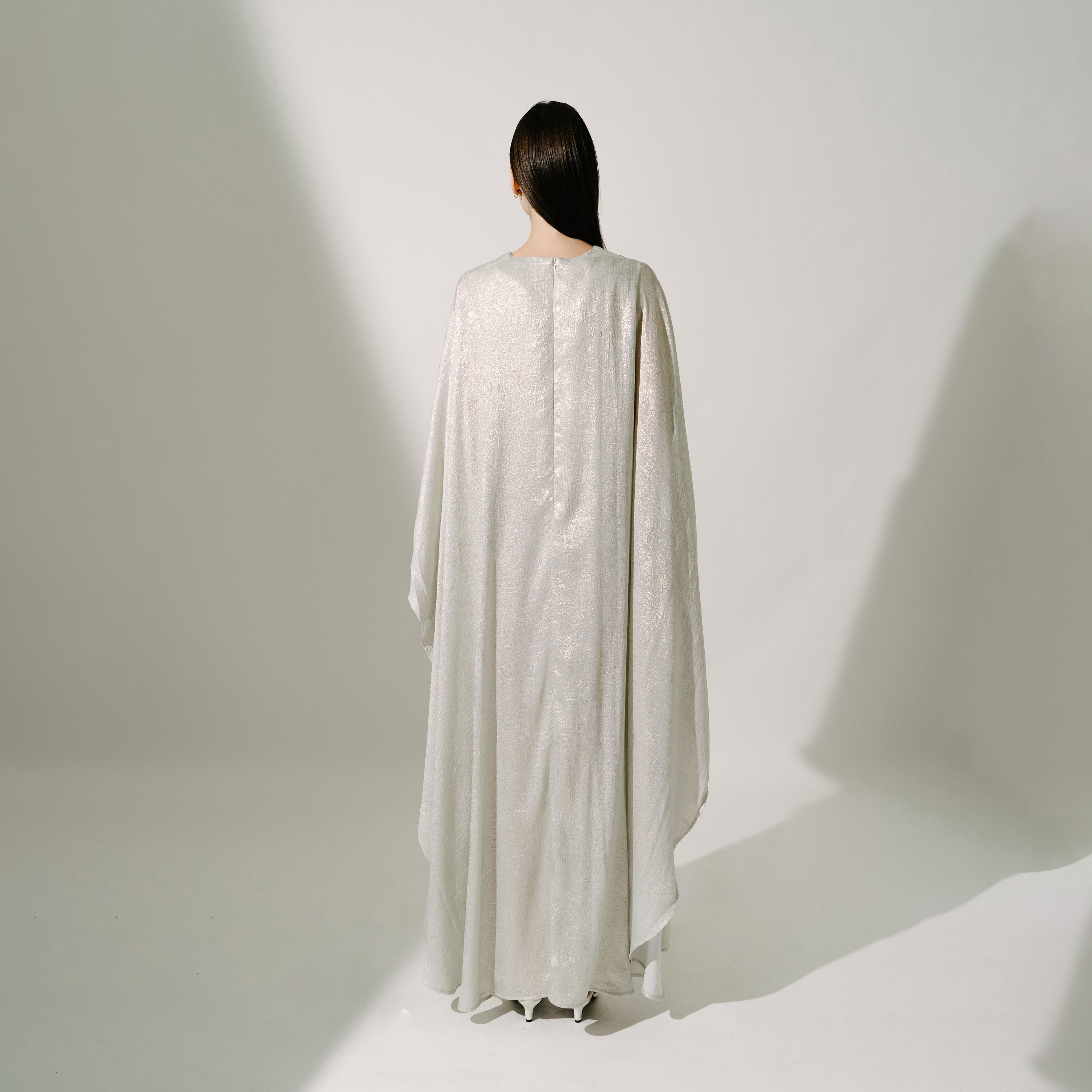 Hadiyath Al Madinah Shimmer Flared Sleeves Evening Women's Kaftan-women-arabicclothing-kaftan-image-4