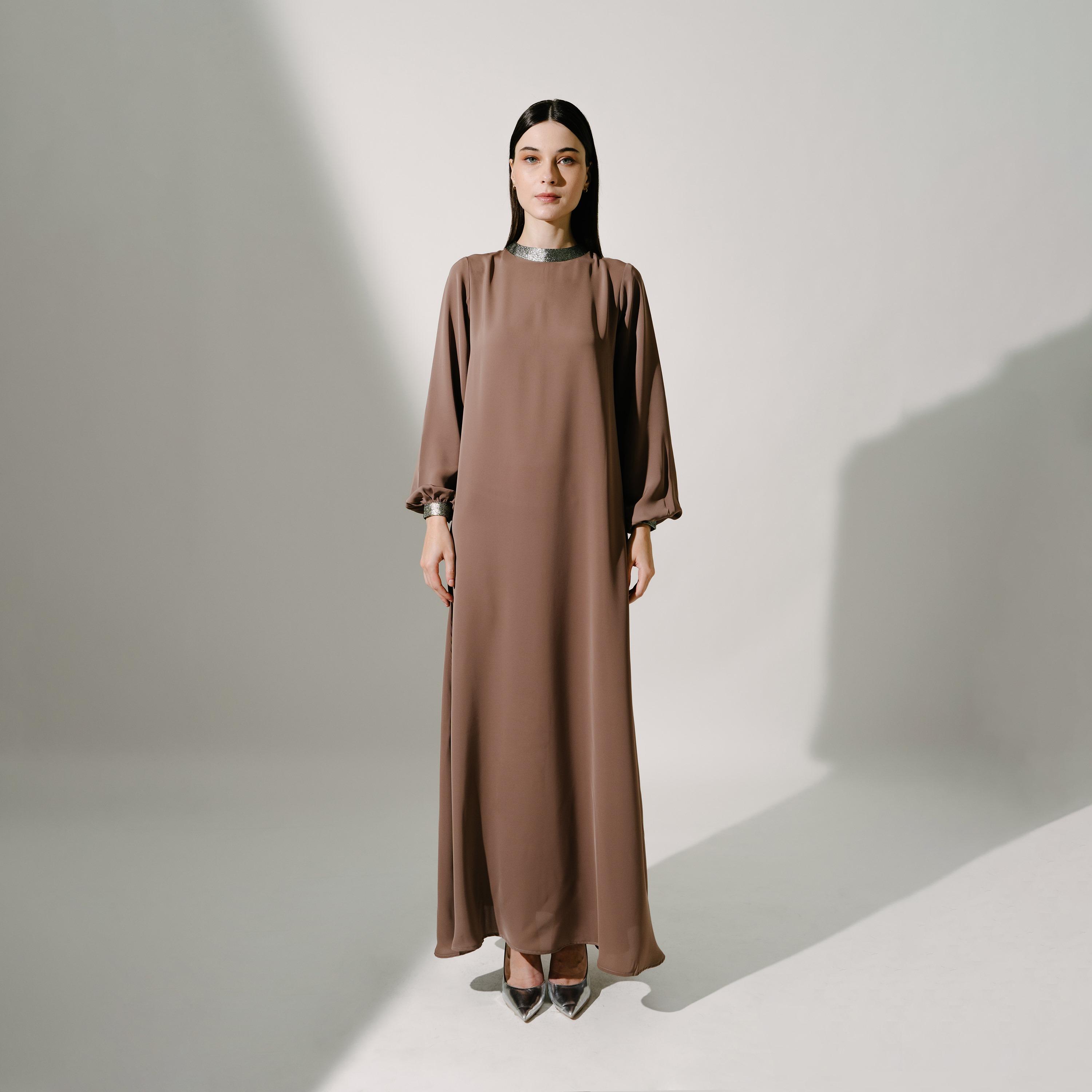 Hadiyath Al Madinah Mock Neck Organza Women's Kaftan-women-arabicclothing-kaftan-image-1