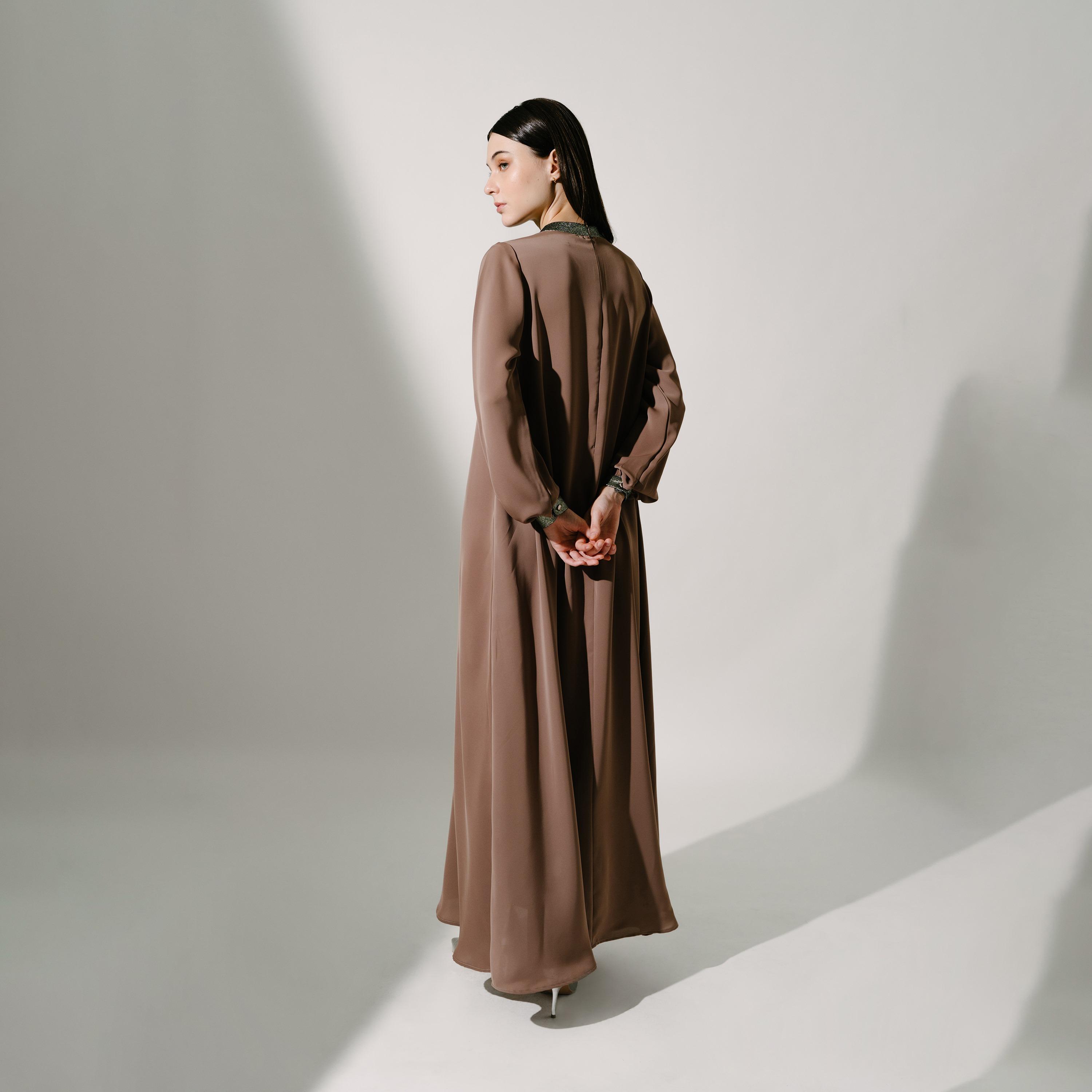 Hadiyath Al Madinah Mock Neck Organza Women's Kaftan-women-arabicclothing-kaftan-image-4