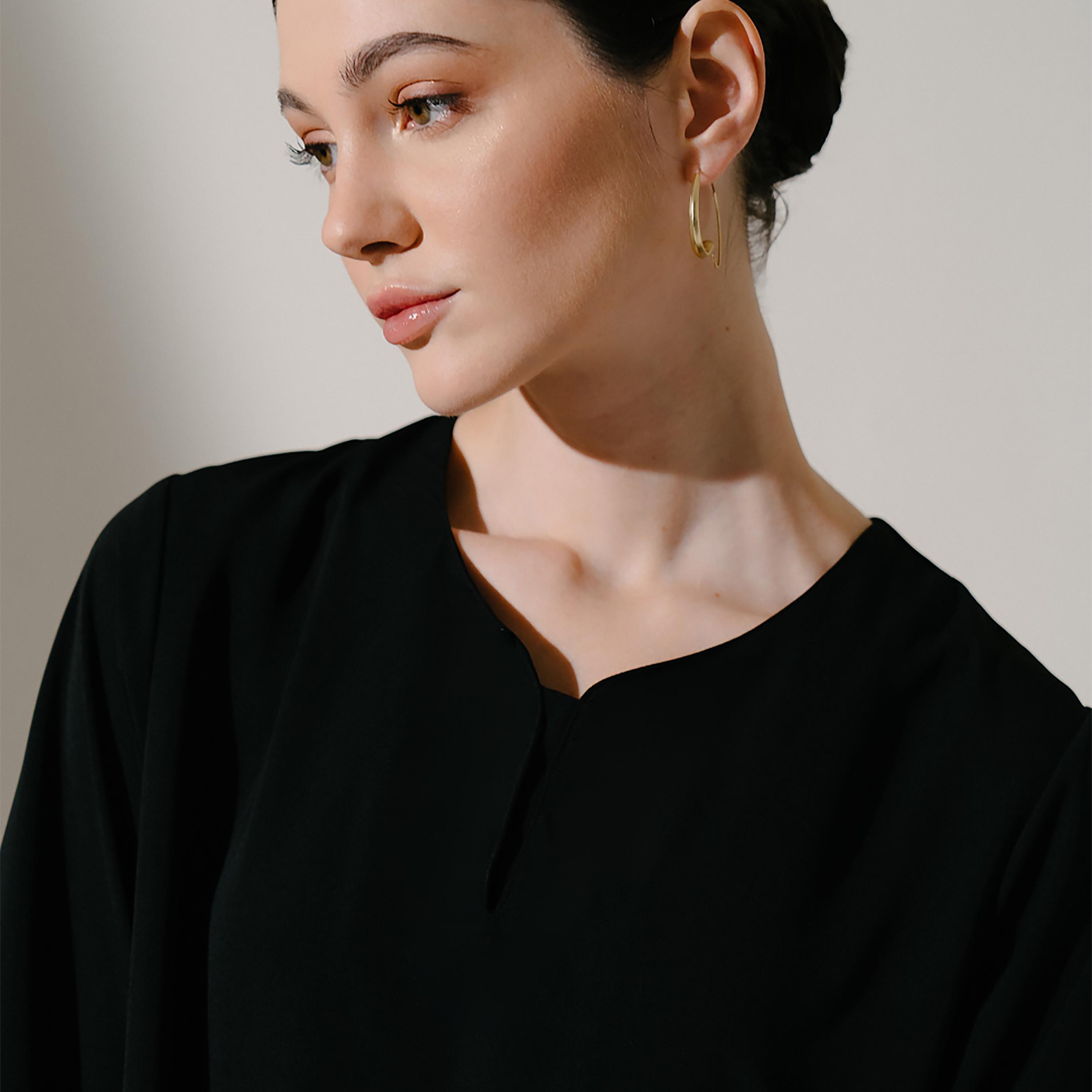 Hadiyath Al Madinah Black Dual Tone Sleeves Women's Abaya-women-arabicclothing-abayas-image-2