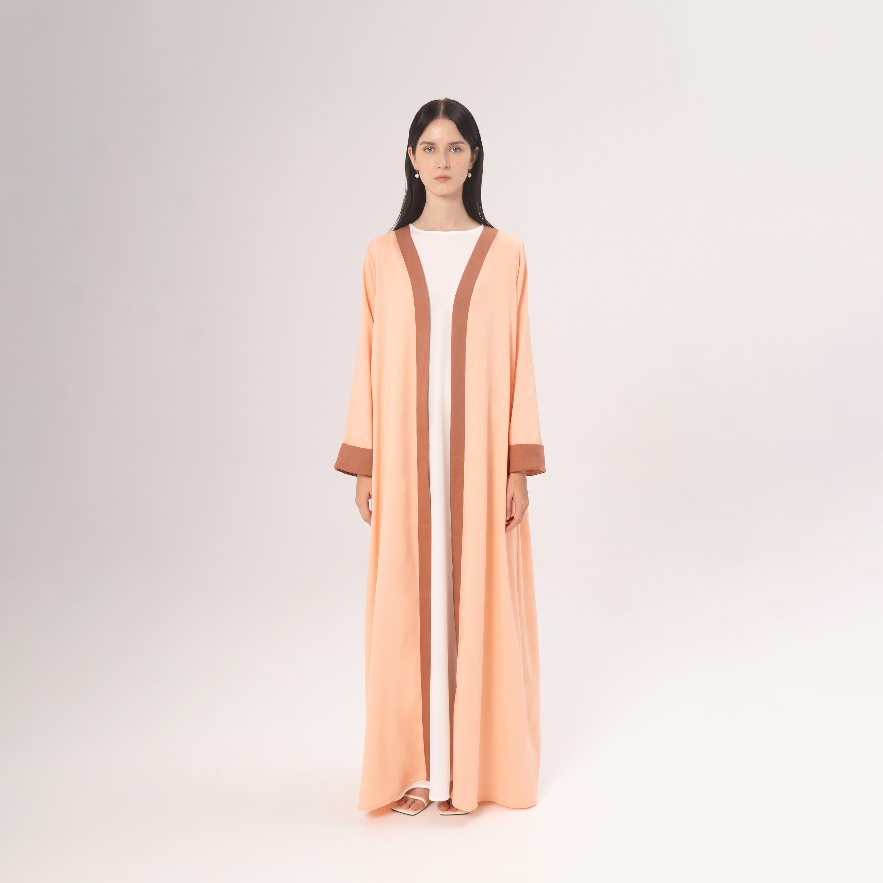 Hadiyath Al Madinah Orange Oasis Crepe Women's Abaya-women-arabicclothing-abayas-image-1