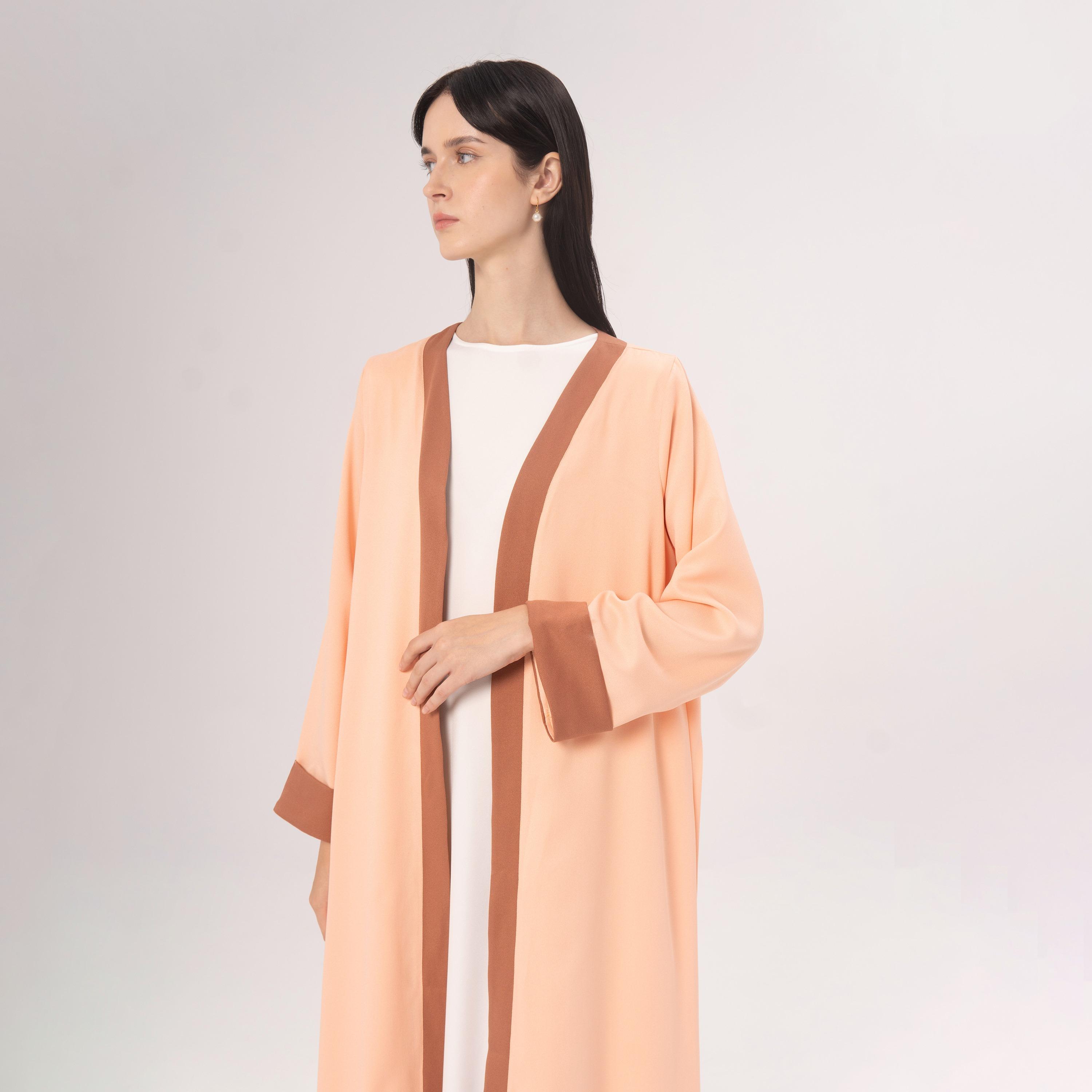 Hadiyath Al Madinah Orange Oasis Crepe Women's Abaya-women-arabicclothing-abayas-image-2