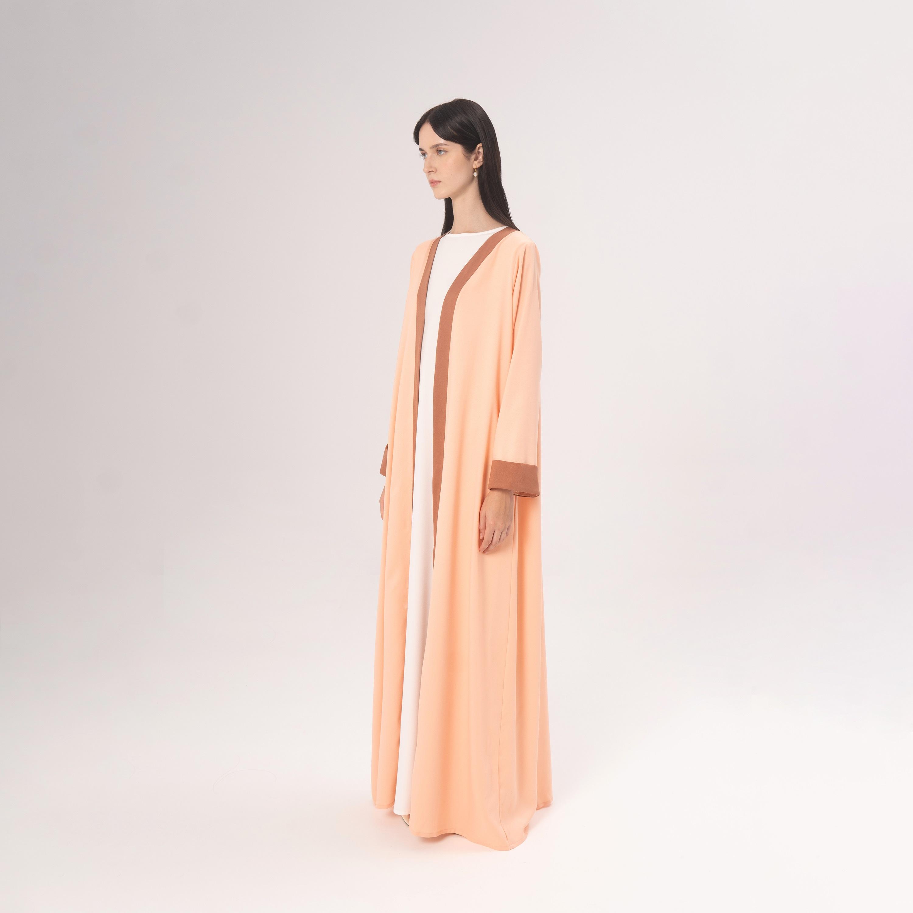 Hadiyath Al Madinah Orange Oasis Crepe Women's Abaya-women-arabicclothing-abayas-image-3