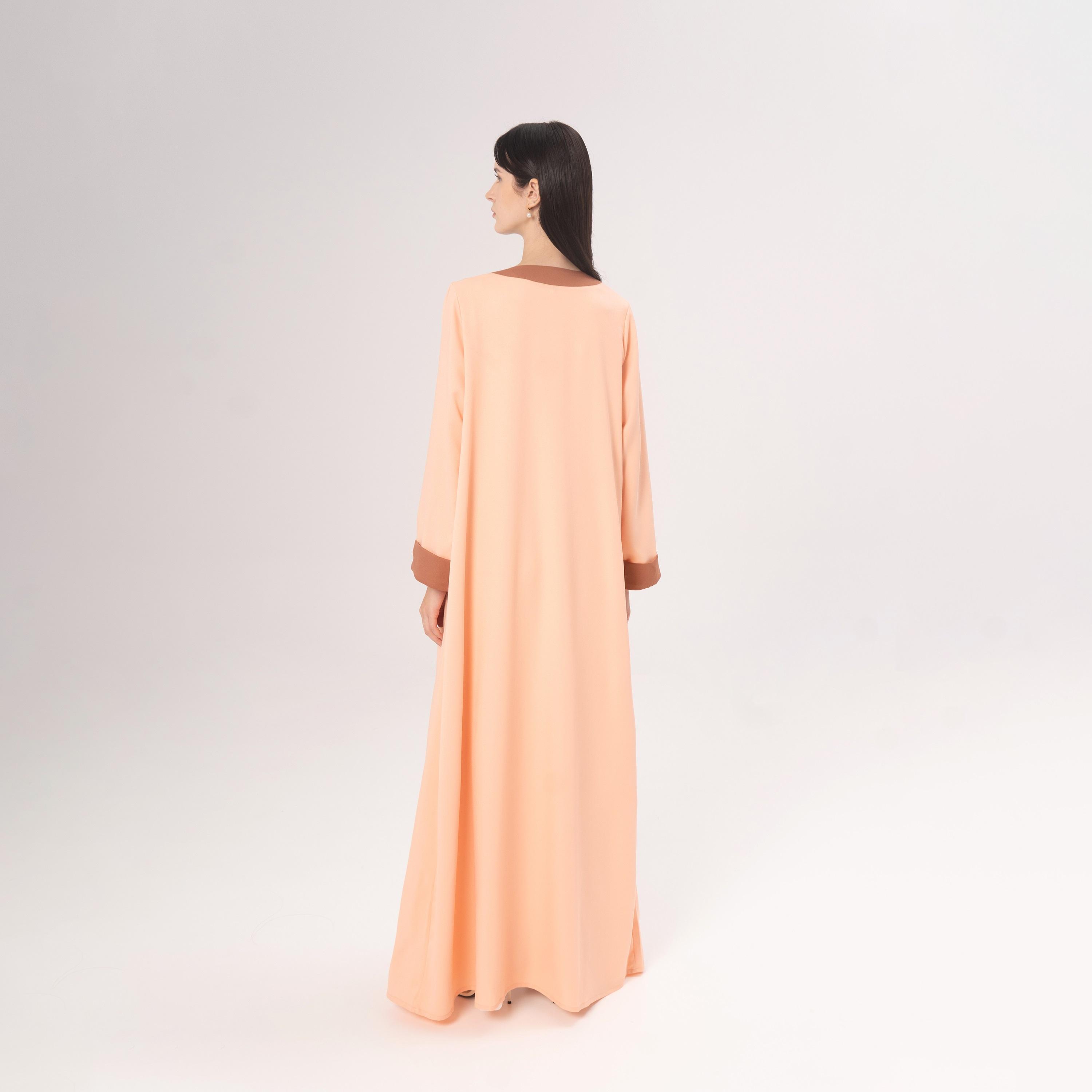 Hadiyath Al Madinah Orange Oasis Crepe Women's Abaya-women-arabicclothing-abayas-image-4