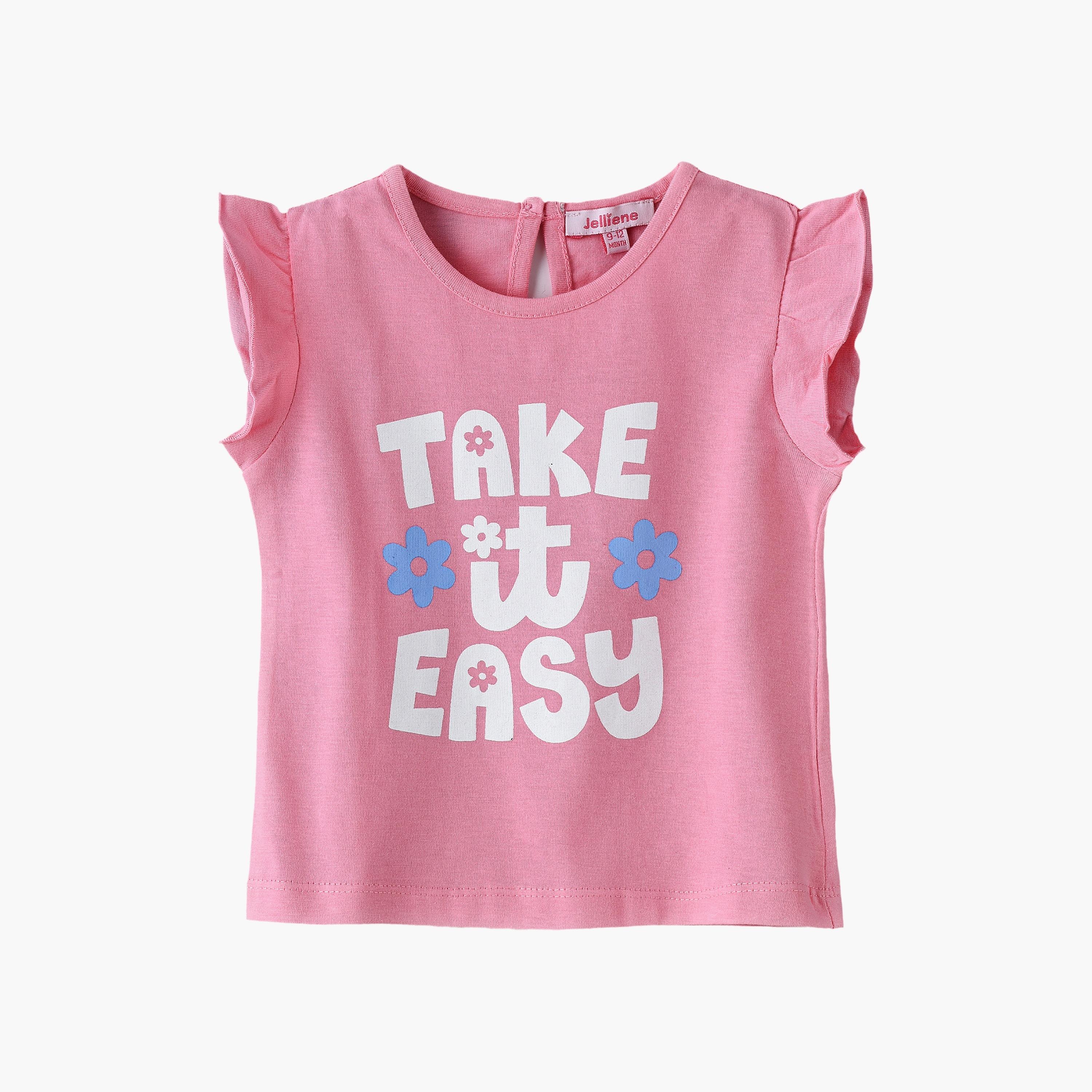 UniqKidz Printed Cap Sleeves T-Shirt-baby-girls-clothing-tshirts-image-1