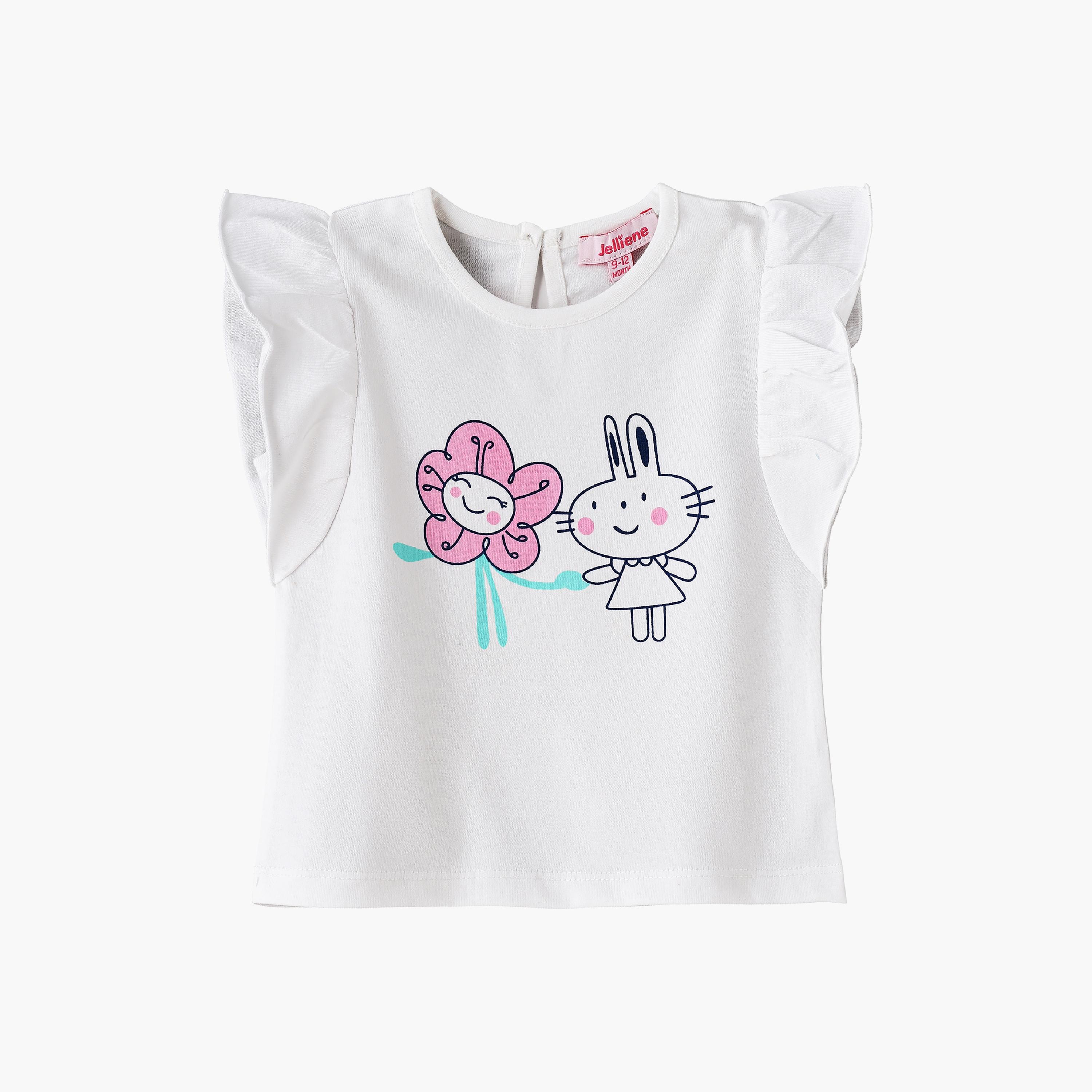 UniqKidz Printed Cap Sleeves T-Shirt-baby-girls-clothing-tshirts-image-1