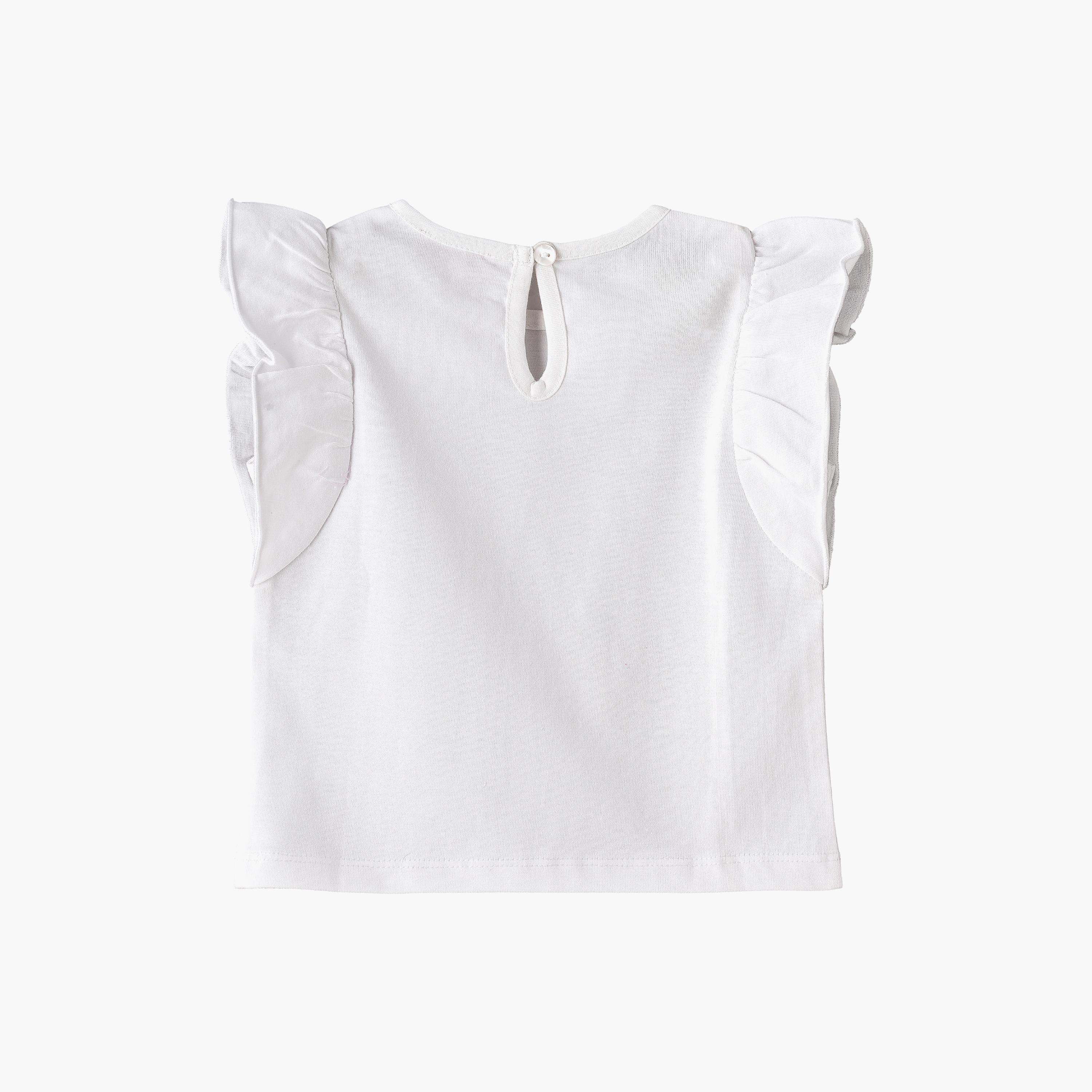 UniqKidz Printed Cap Sleeves T-Shirt-baby-girls-clothing-tshirts-image-2