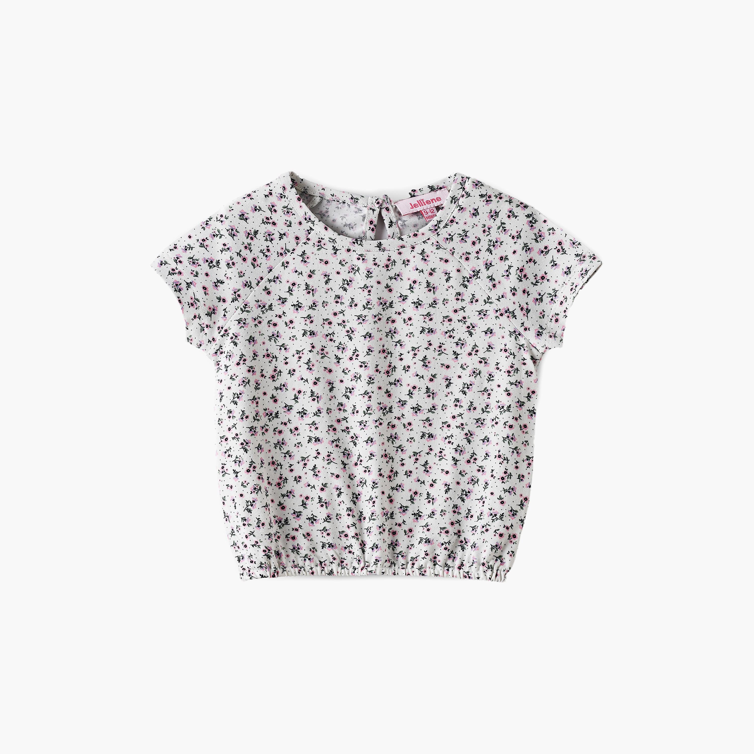 UniqKidz Floral Printed Short Sleeves Top-baby-girls-clothing-blousesandshirts-image-1