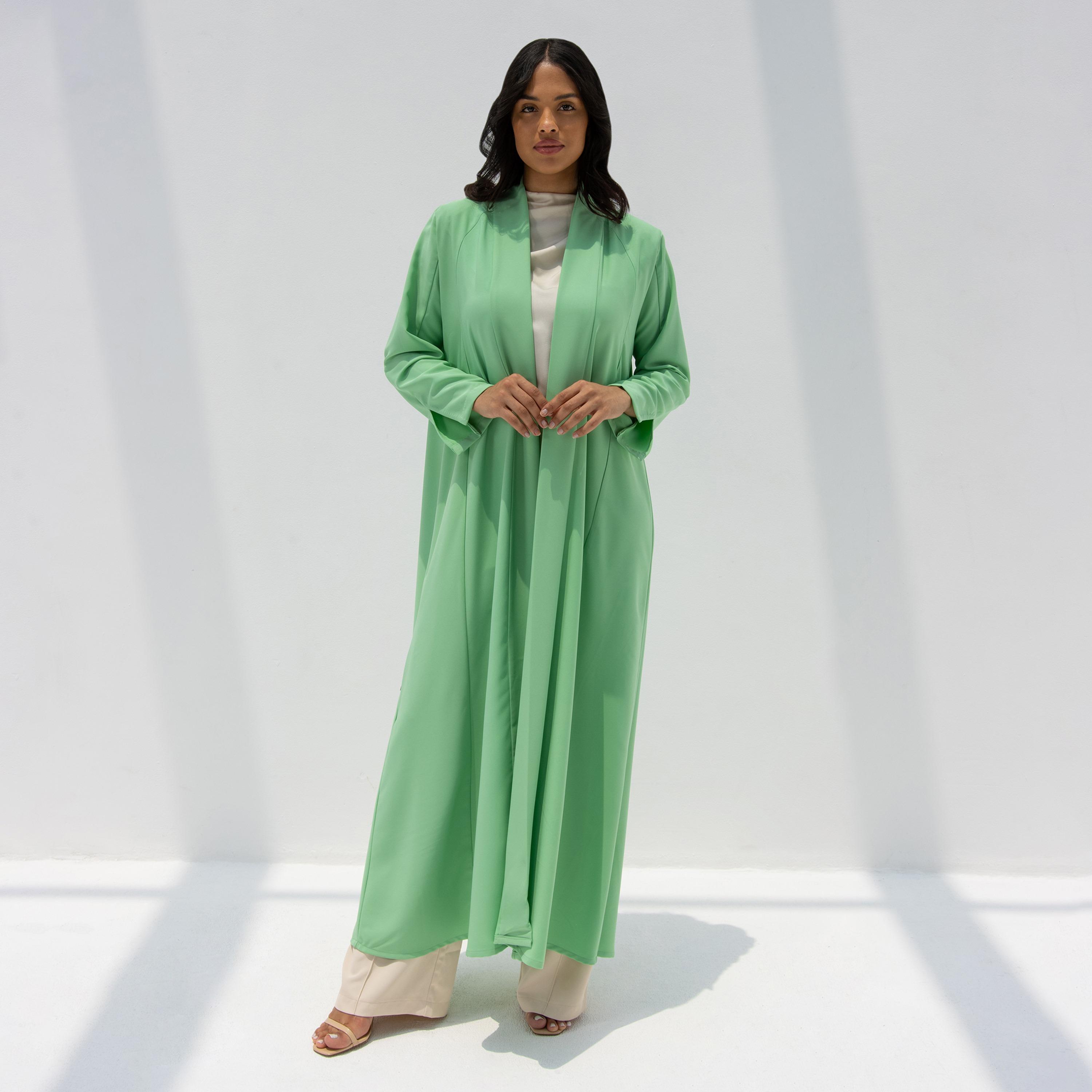 عباية نسائية بقصة فضفاضة (Floowy) قماش كريب مع حجاب - أخضر من 10 ديسمبر-women-arabicclothing-abayas-image-1