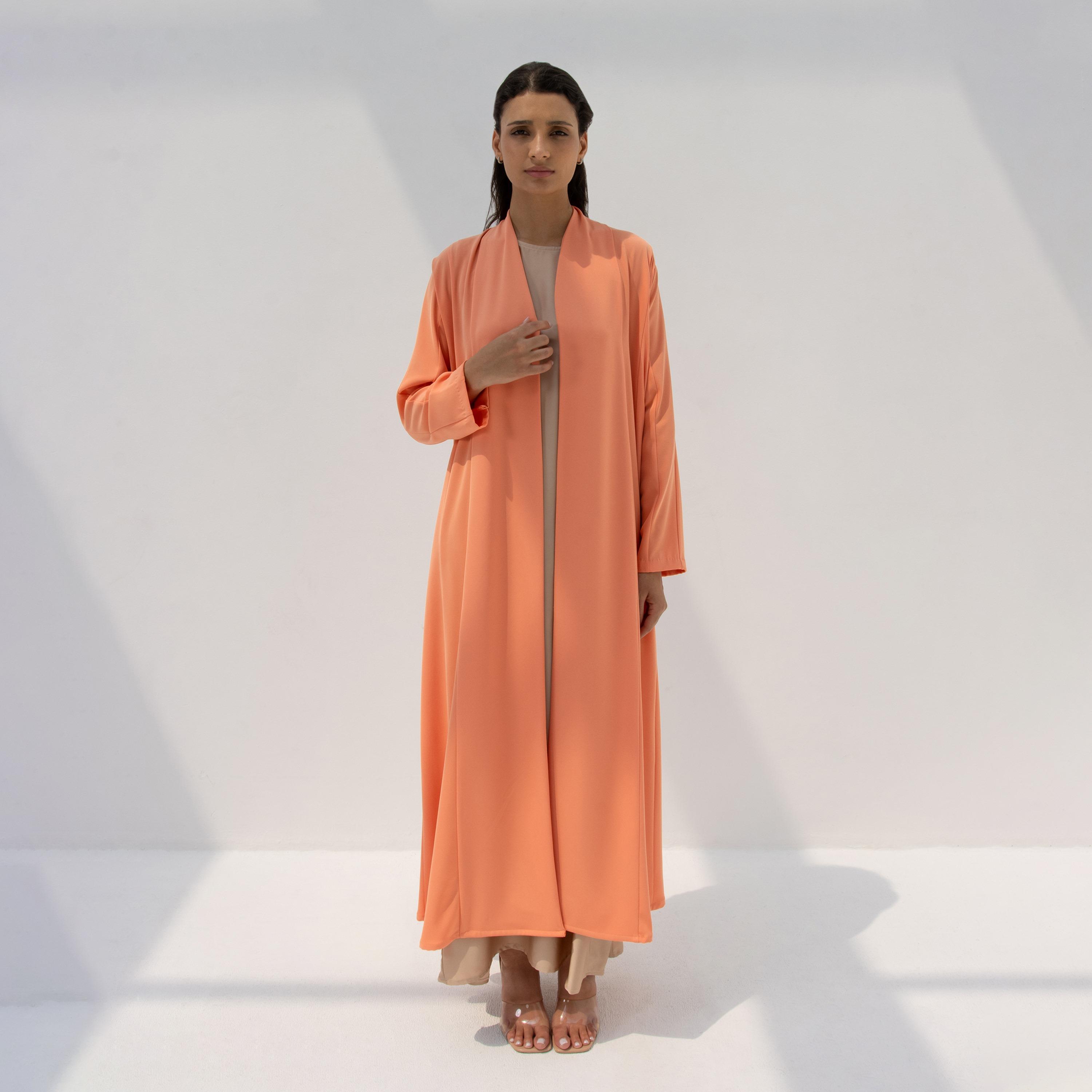 10December Coral Crepe Women's Flowy Cut Abaya with Hijab-women-arabicclothing-abayas-image-1