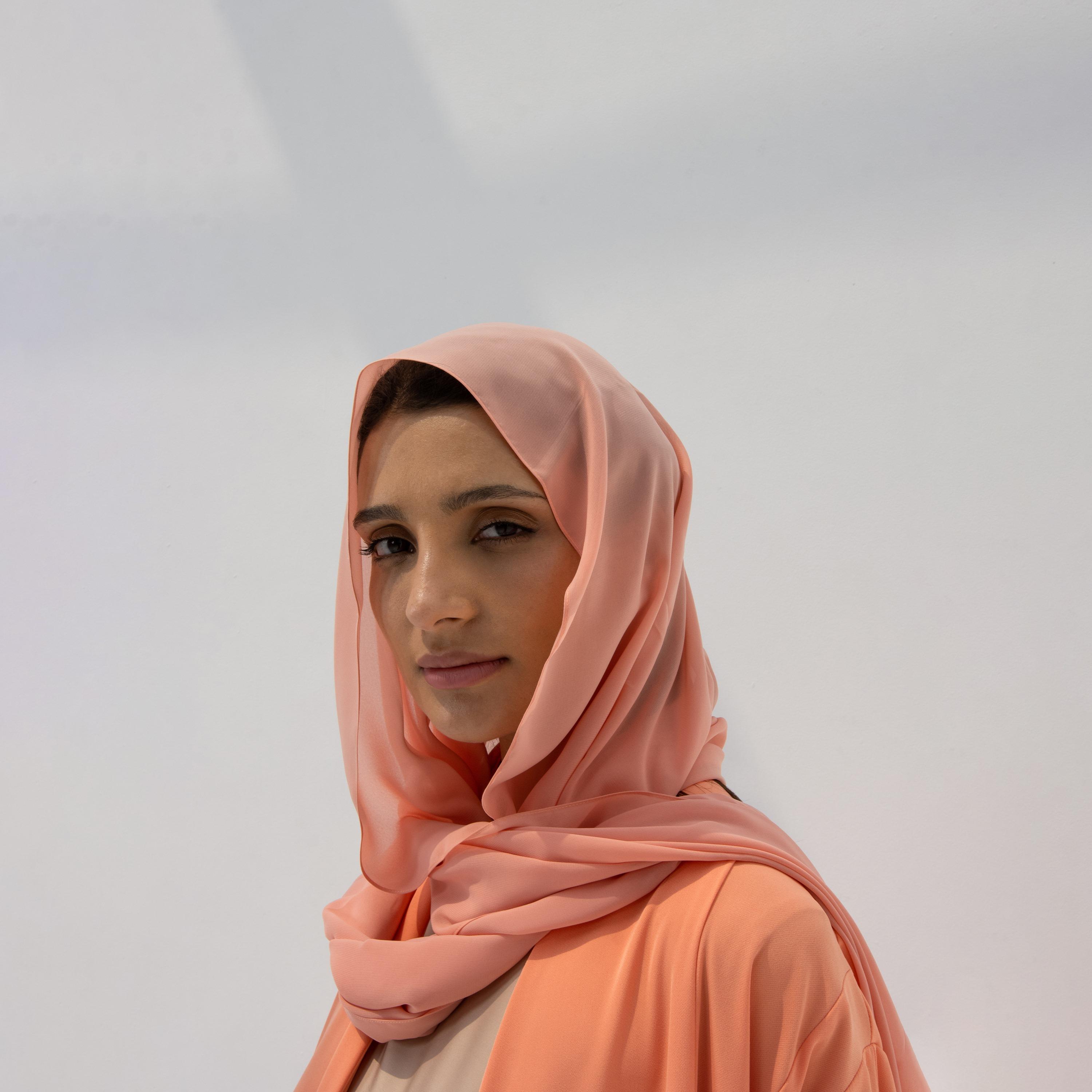 10December Coral Crepe Women's Flowy Cut Abaya with Hijab-women-arabicclothing-abayas-image-2