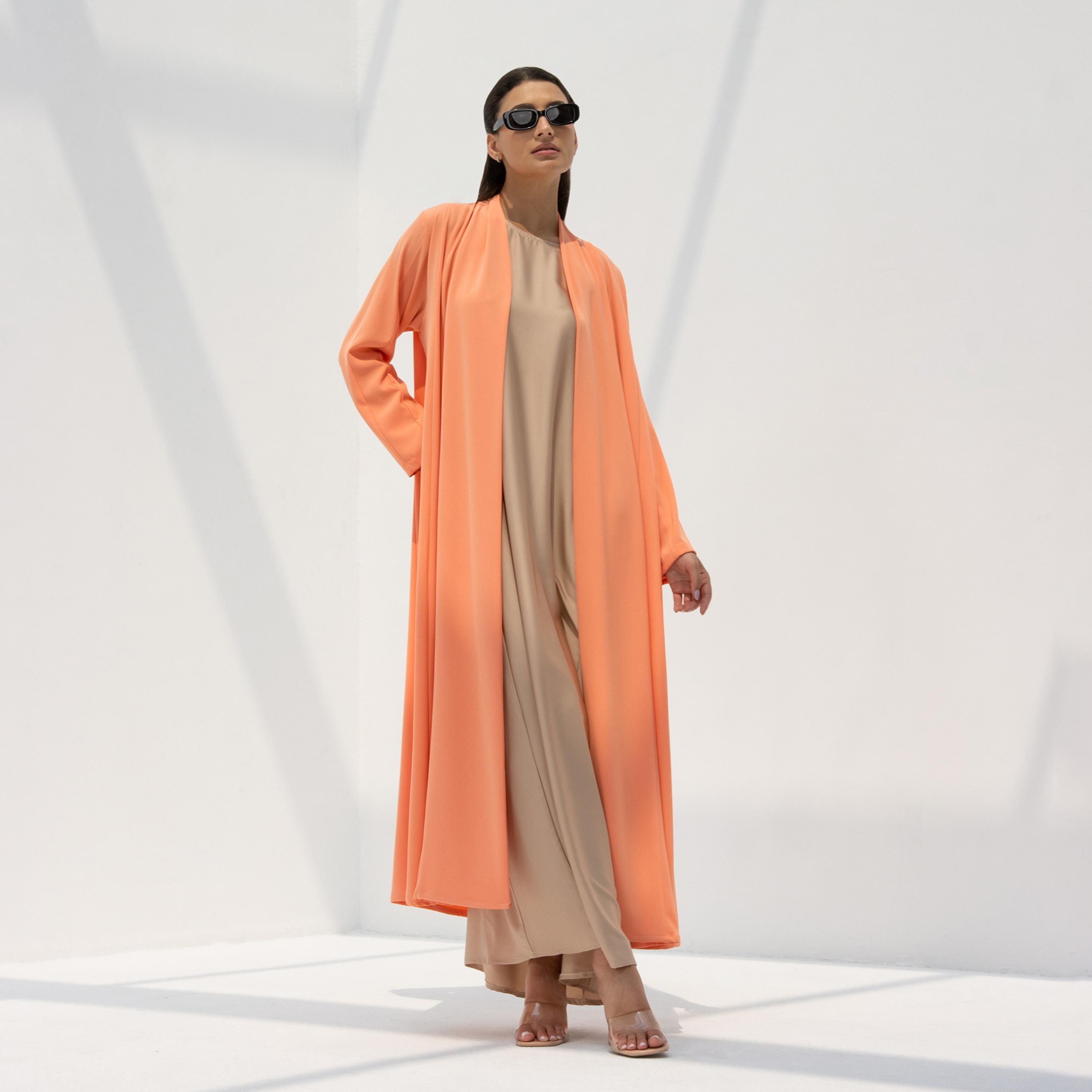 10December Coral Crepe Women's Flowy Cut Abaya with Hijab-women-arabicclothing-abayas-image-4