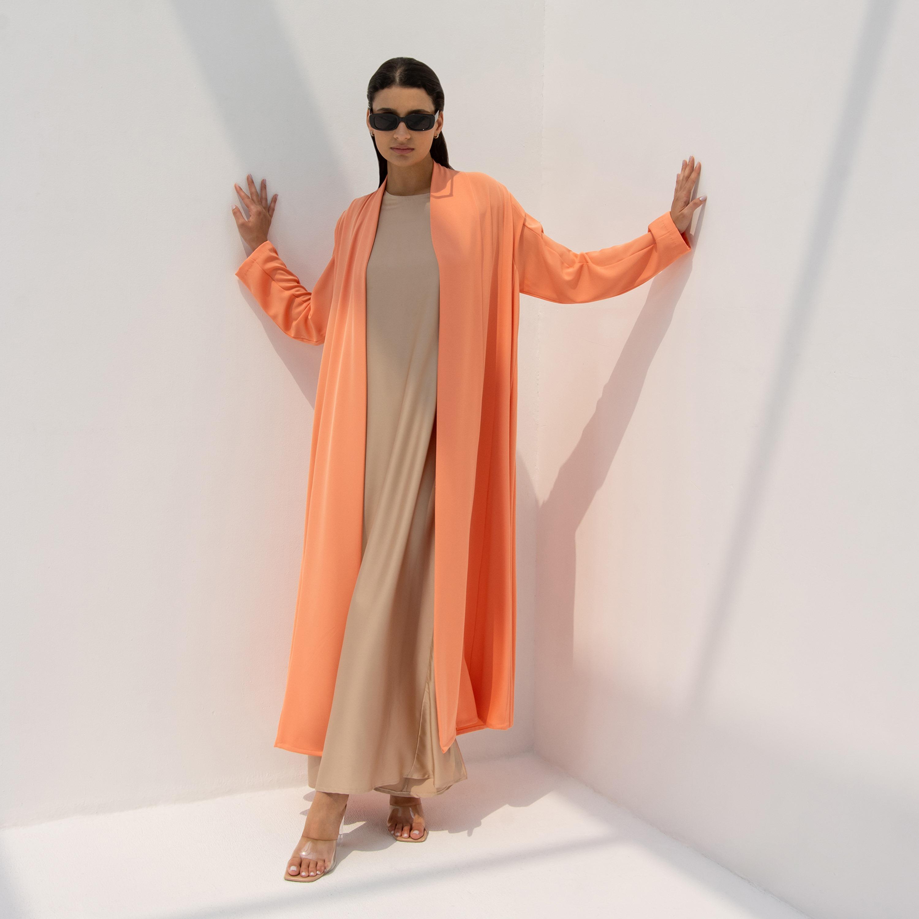 10December Coral Crepe Women's Flowy Cut Abaya with Hijab-women-arabicclothing-abayas-image-7