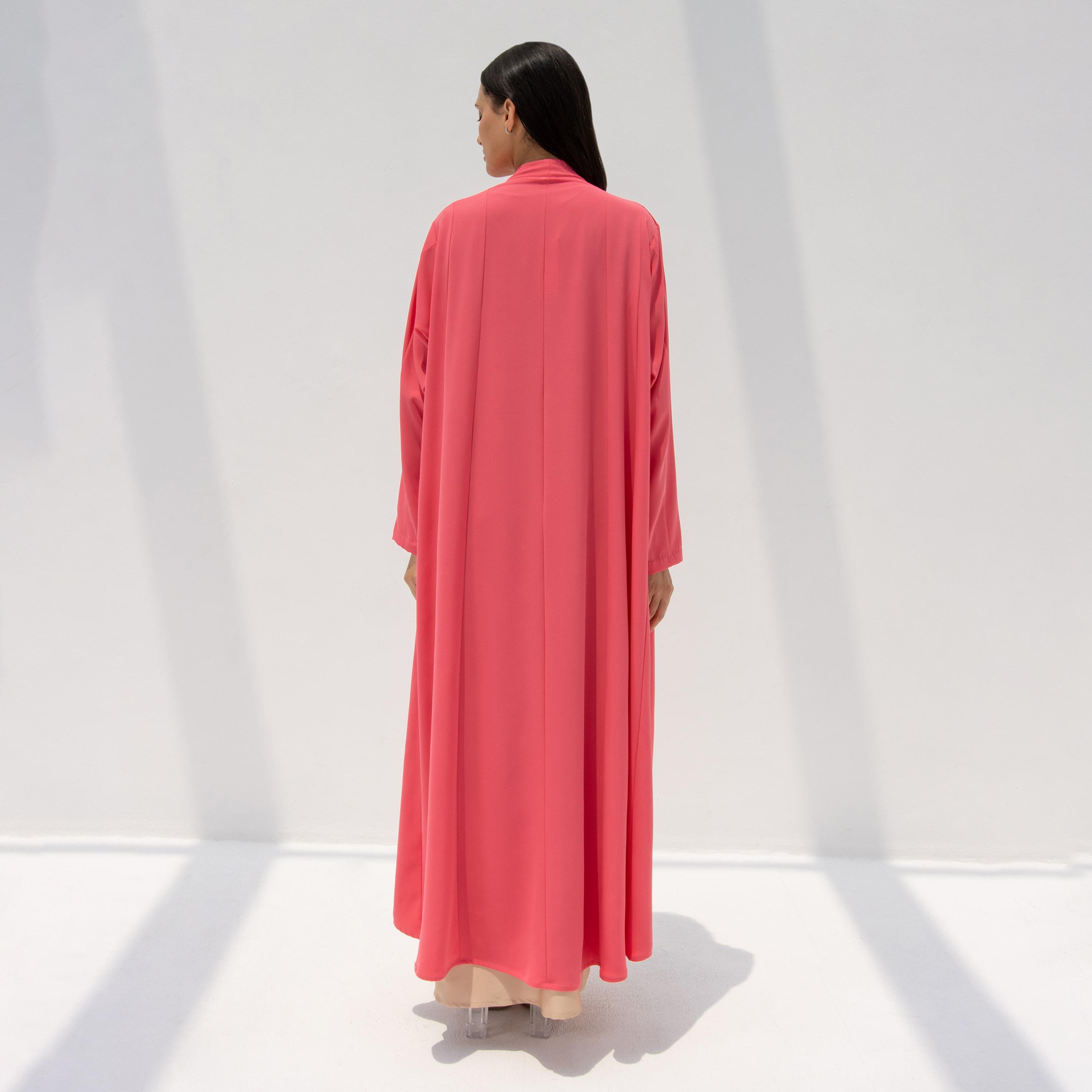 10December Pink Crepe Women's Flowy Cut Abaya with Hijab-women-arabicclothing-abayas-image-5
