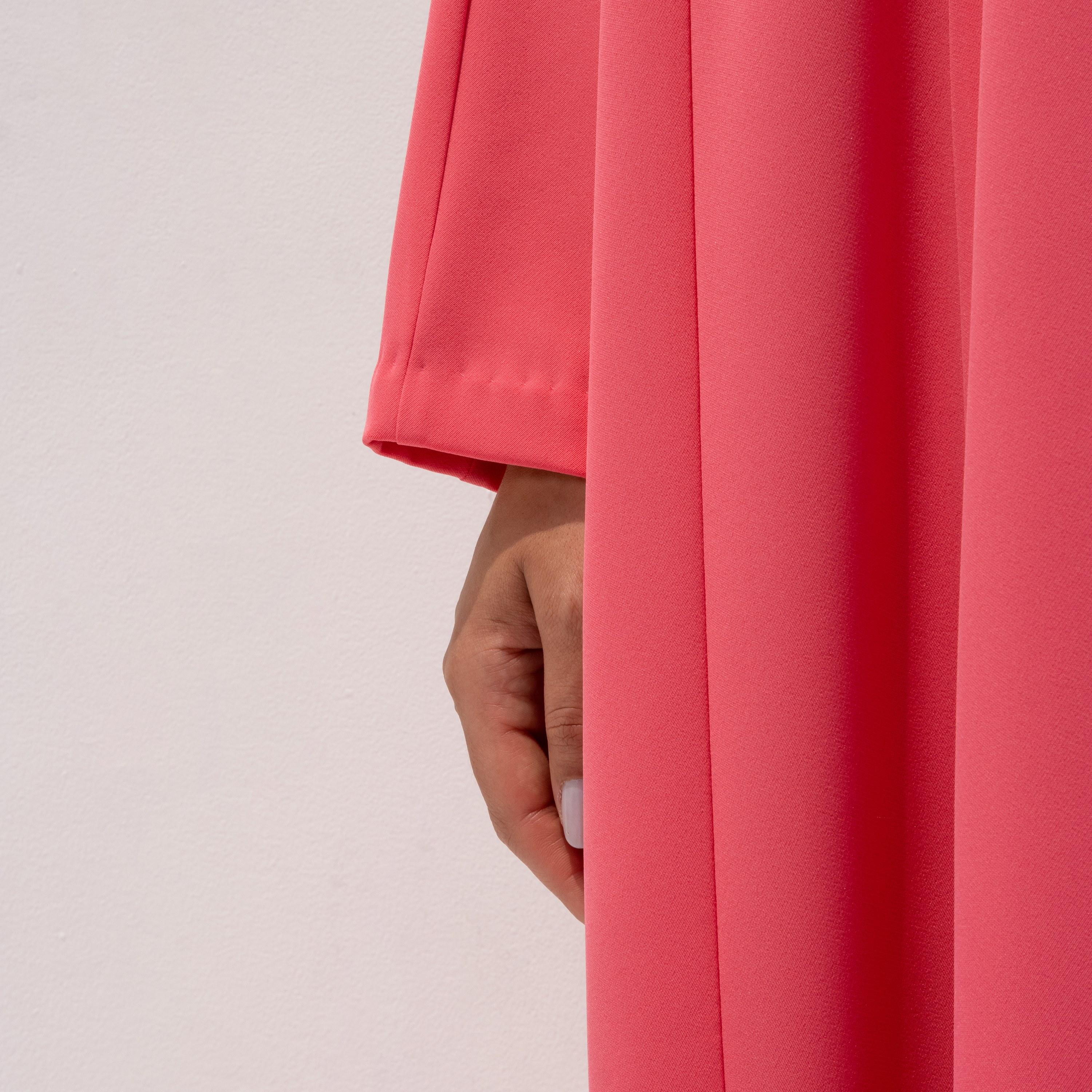 10December Pink Crepe Women's Flowy Cut Abaya with Hijab-women-arabicclothing-abayas-image-6