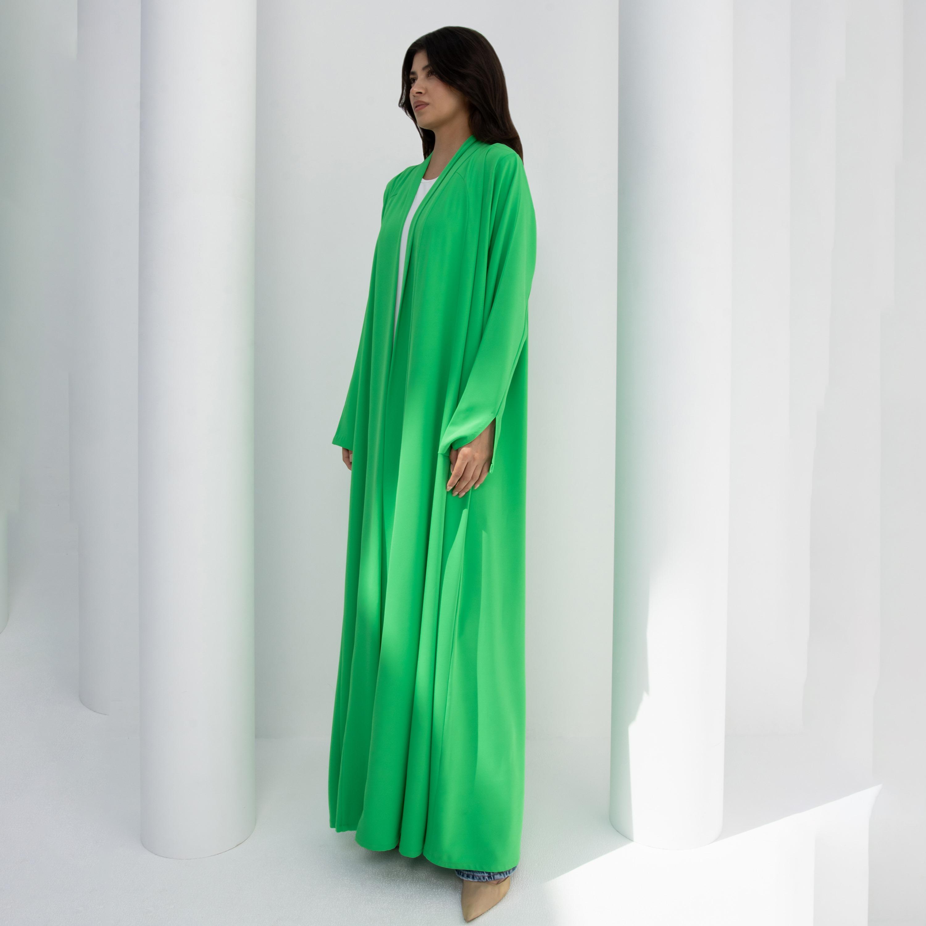 10December Green Crepe Women's Flowy Cut Abaya with Hijab-women-arabicclothing-abayas-image-3
