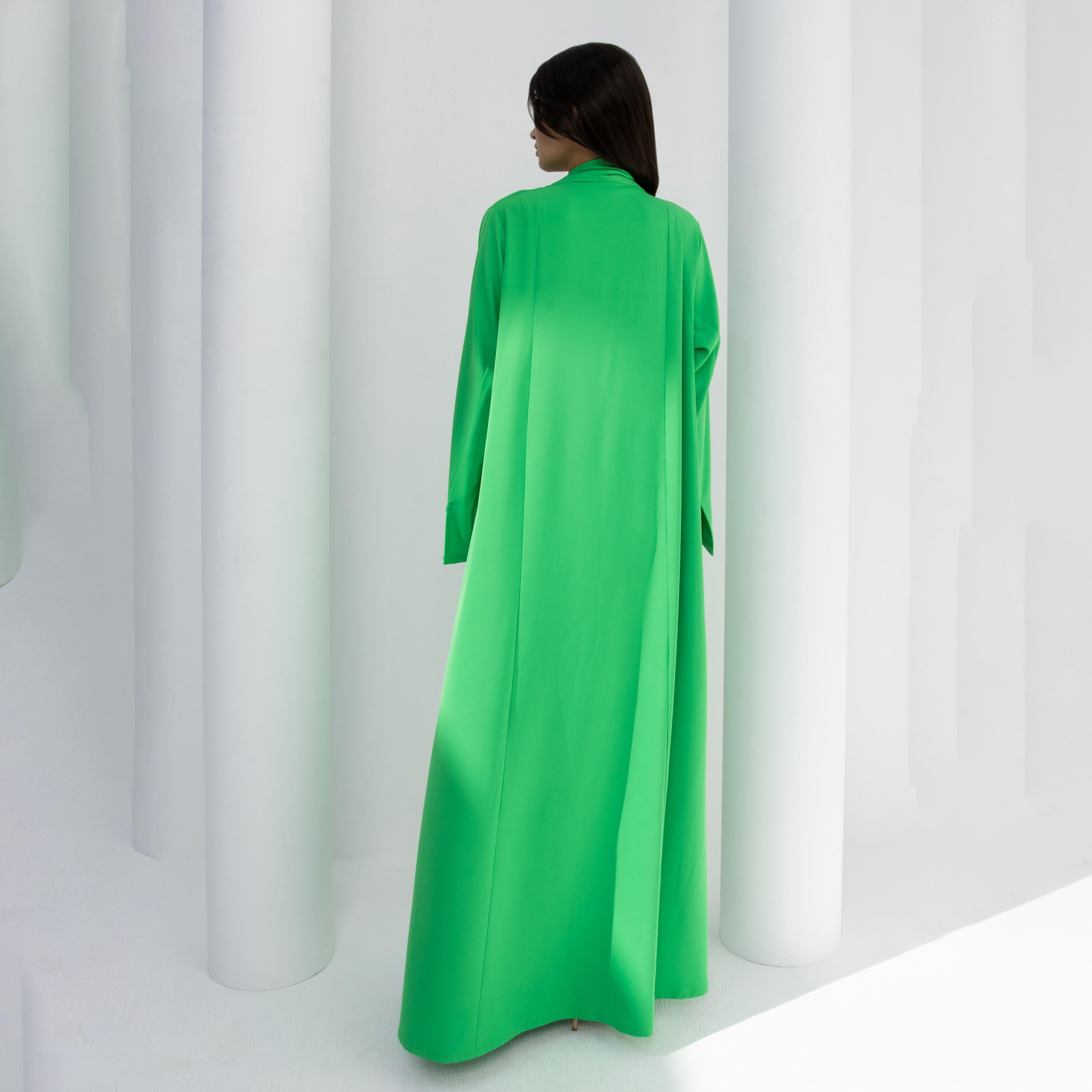 10December Green Crepe Women's Flowy Cut Abaya with Hijab-women-arabicclothing-abayas-image-4