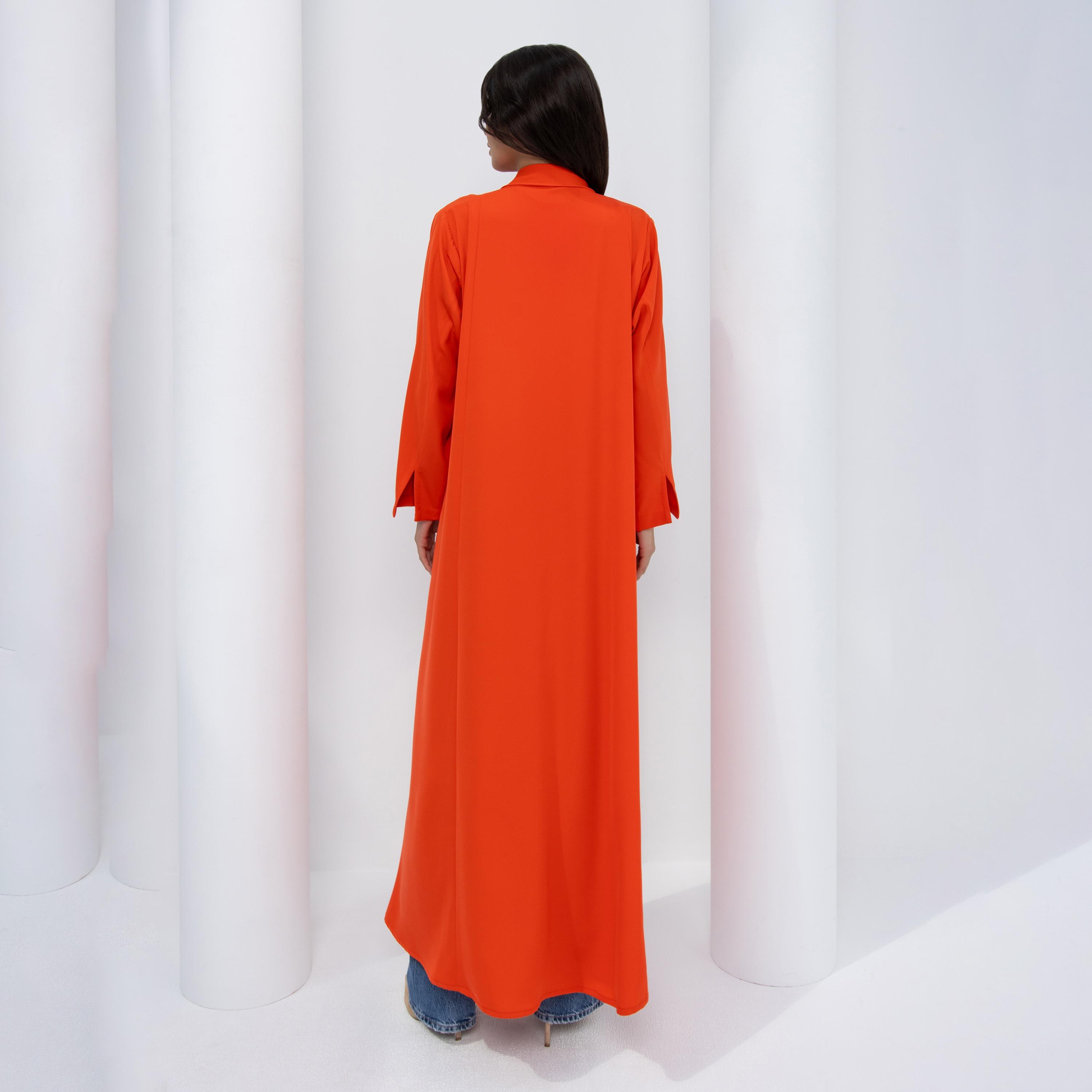 10December Orange Crepe Women's Flowy Cut Abaya with Hijab-women-arabicclothing-abayas-image-4