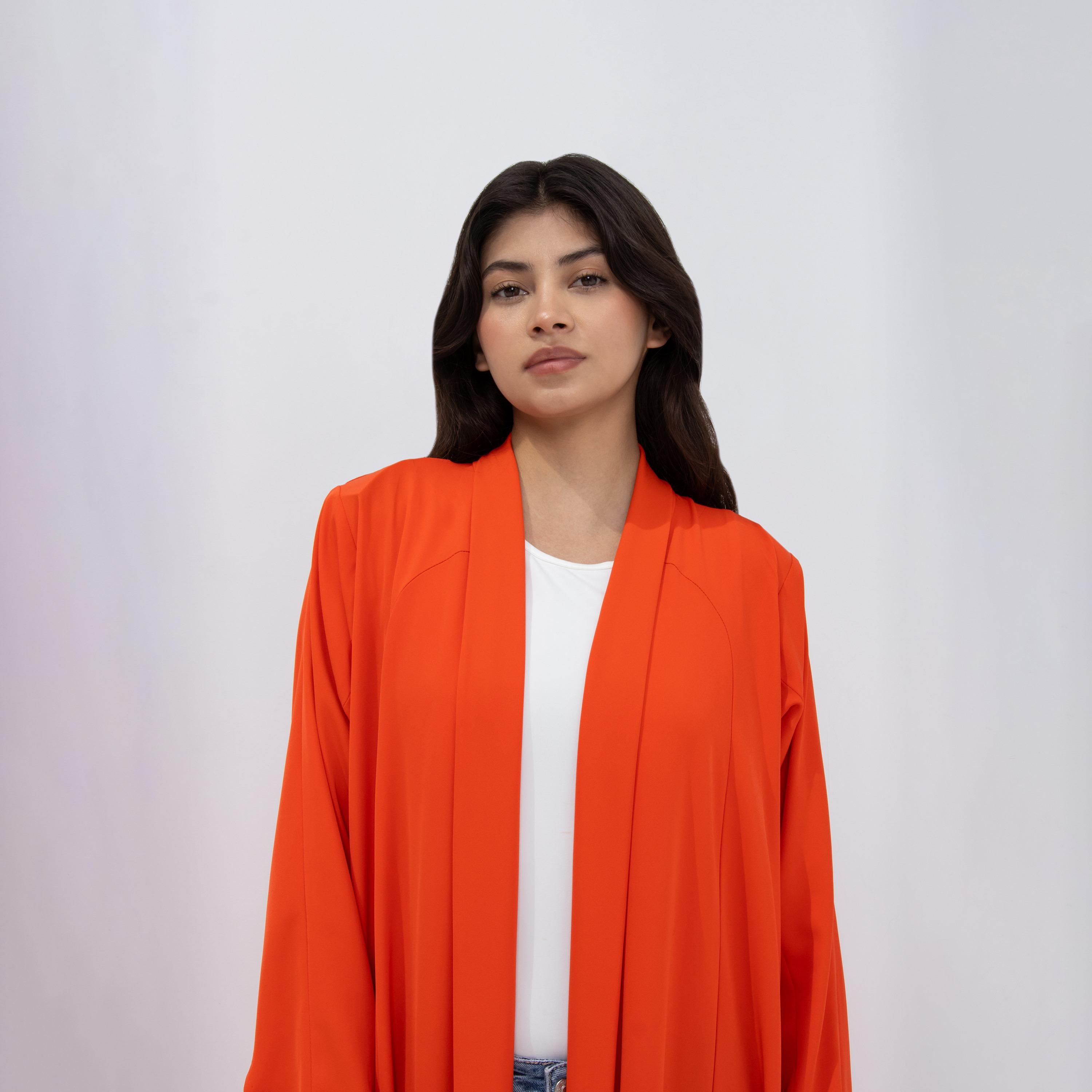 10December Orange Crepe Women's Flowy Cut Abaya with Hijab-women-arabicclothing-abayas-image-5