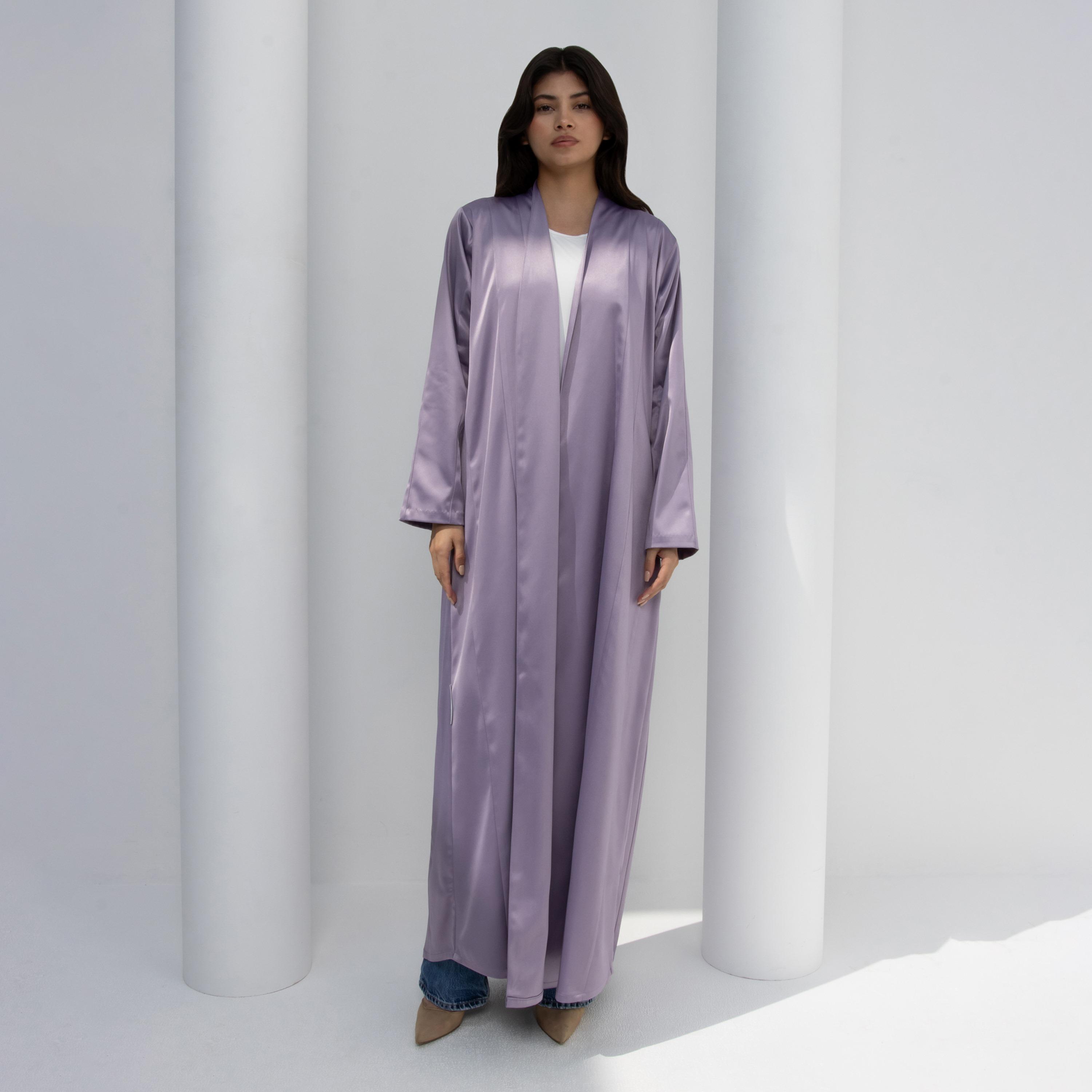 عباية نسائية بقصة فضفاضة (Floowy) قماش ساتان مع حجاب - أرجواني من 10 ديسمبر-women-arabicclothing-abayas-image-1