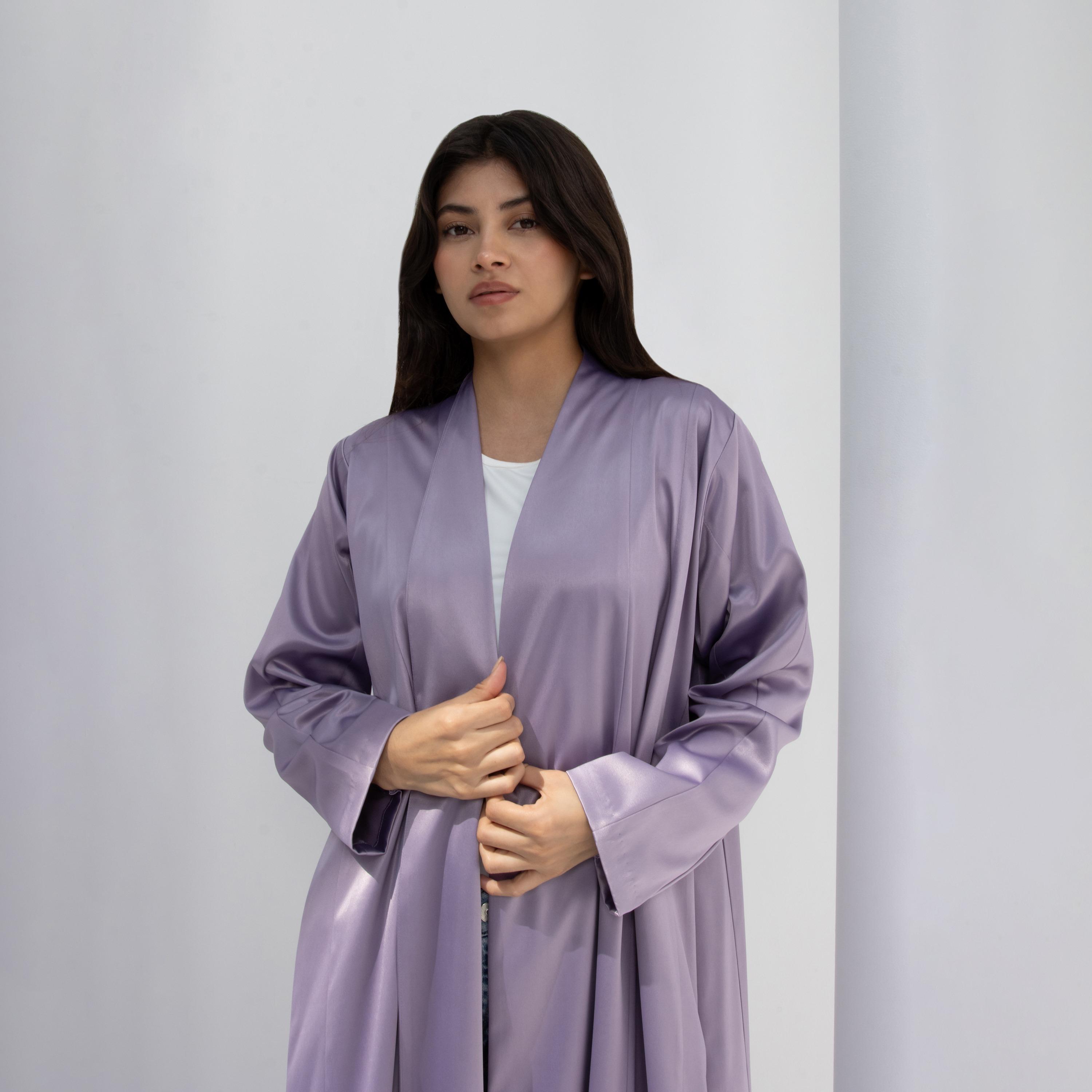 عباية نسائية بقصة فضفاضة (Floowy) قماش ساتان مع حجاب - أرجواني من 10 ديسمبر-women-arabicclothing-abayas-image-2
