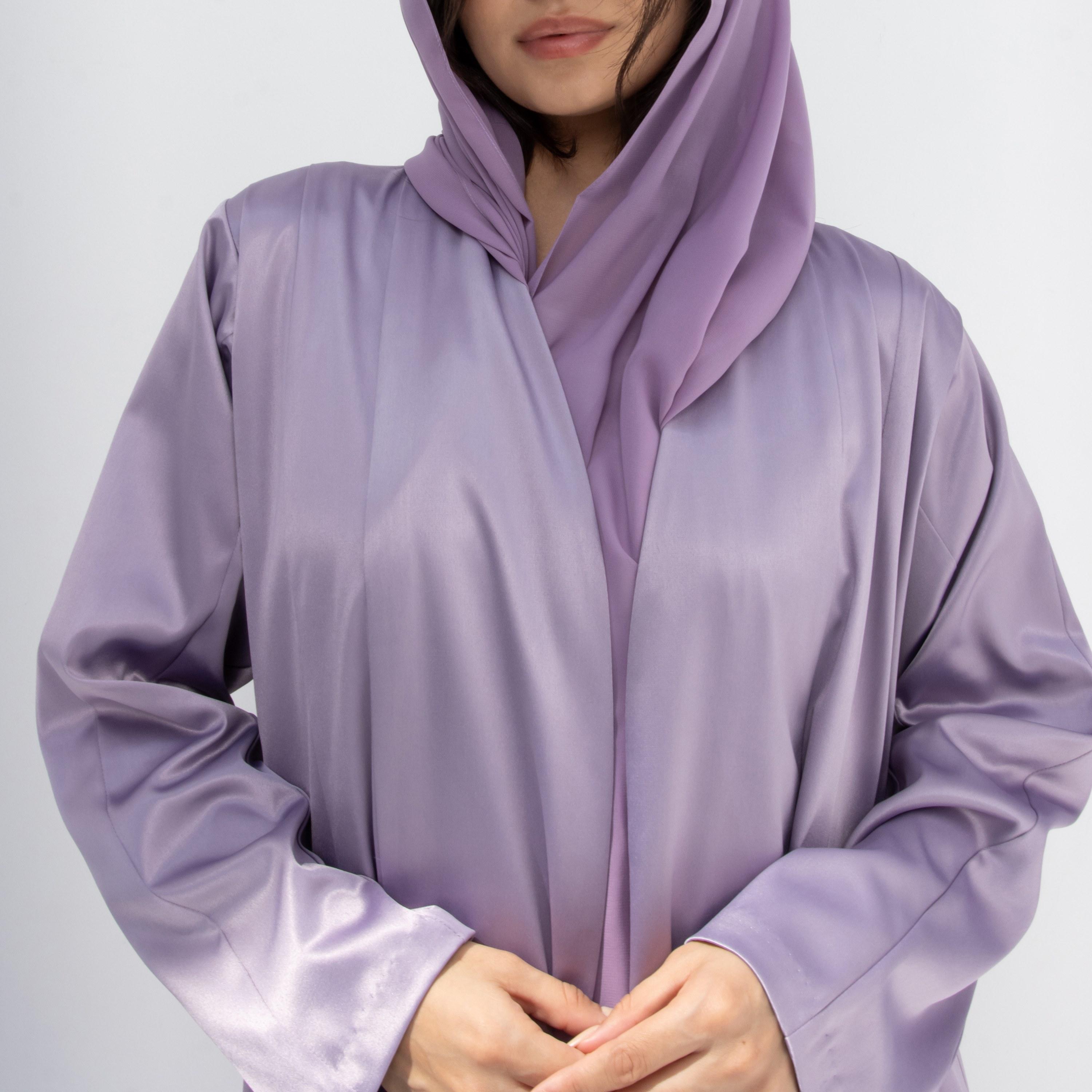 عباية نسائية بقصة فضفاضة (Floowy) قماش ساتان مع حجاب - أرجواني من 10 ديسمبر-women-arabicclothing-abayas-image-4