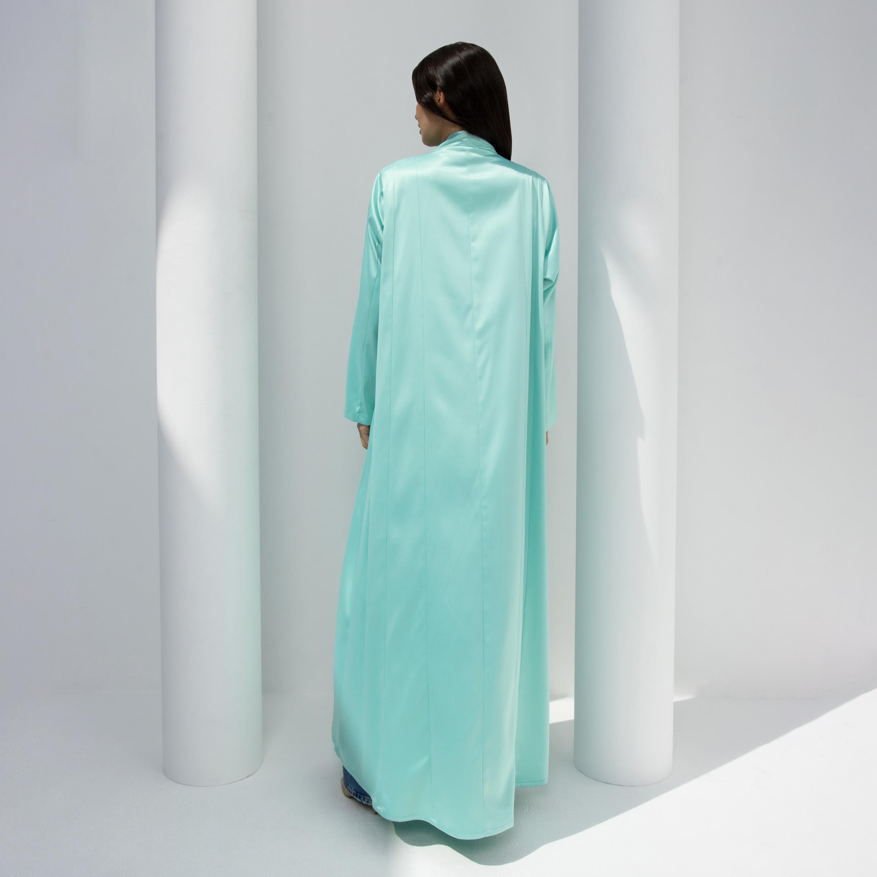 10December Sky Blue Satin Women's Flowy Cut Abaya with Hijab-women-arabicclothing-abayas-image-4