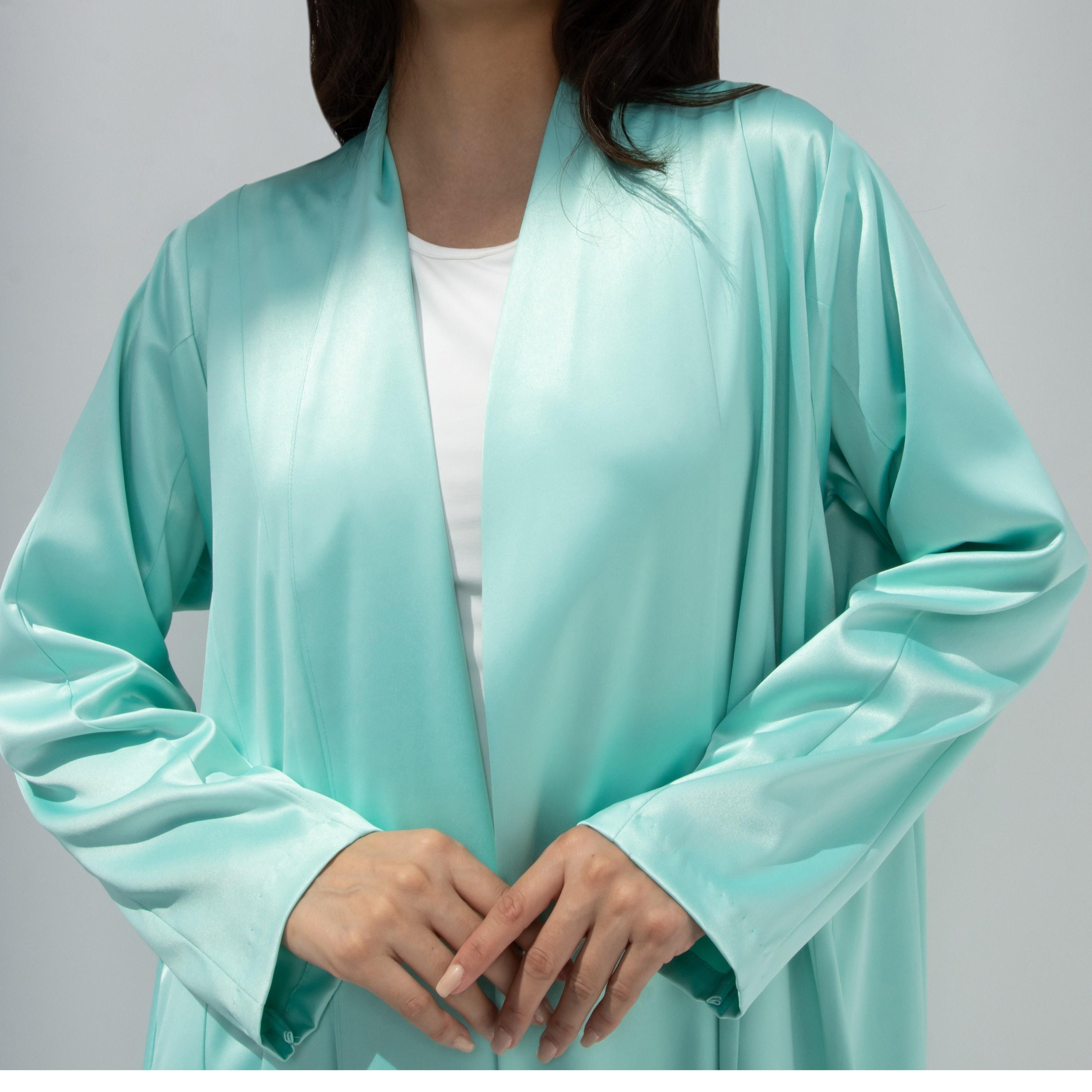 10December Sky Blue Satin Women's Flowy Cut Abaya with Hijab-women-arabicclothing-abayas-image-5