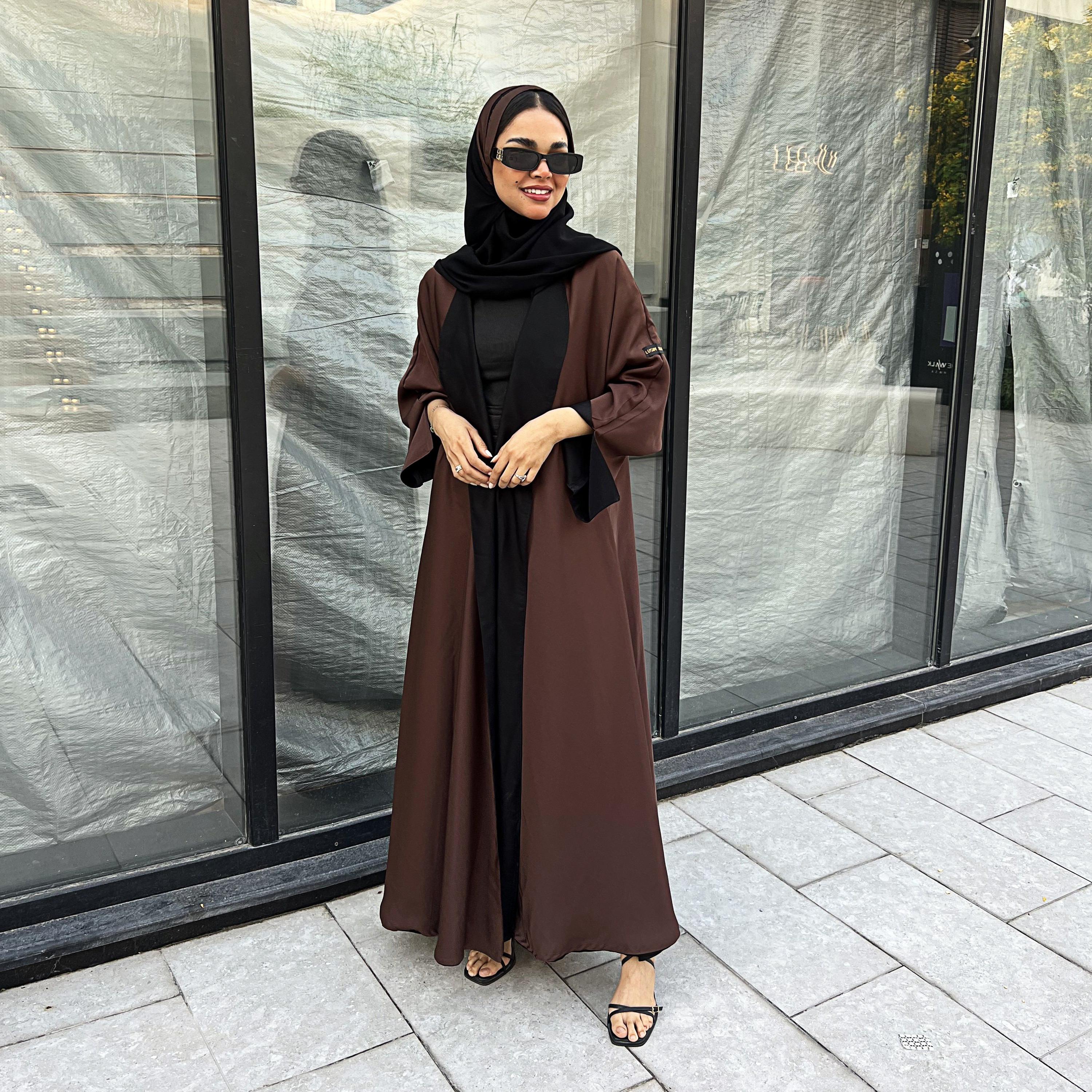 Lusin Abaya Wide Sleeves Women's Double Face Cloche Abaya with Hijab-women-arabicclothing-abayas-image-1