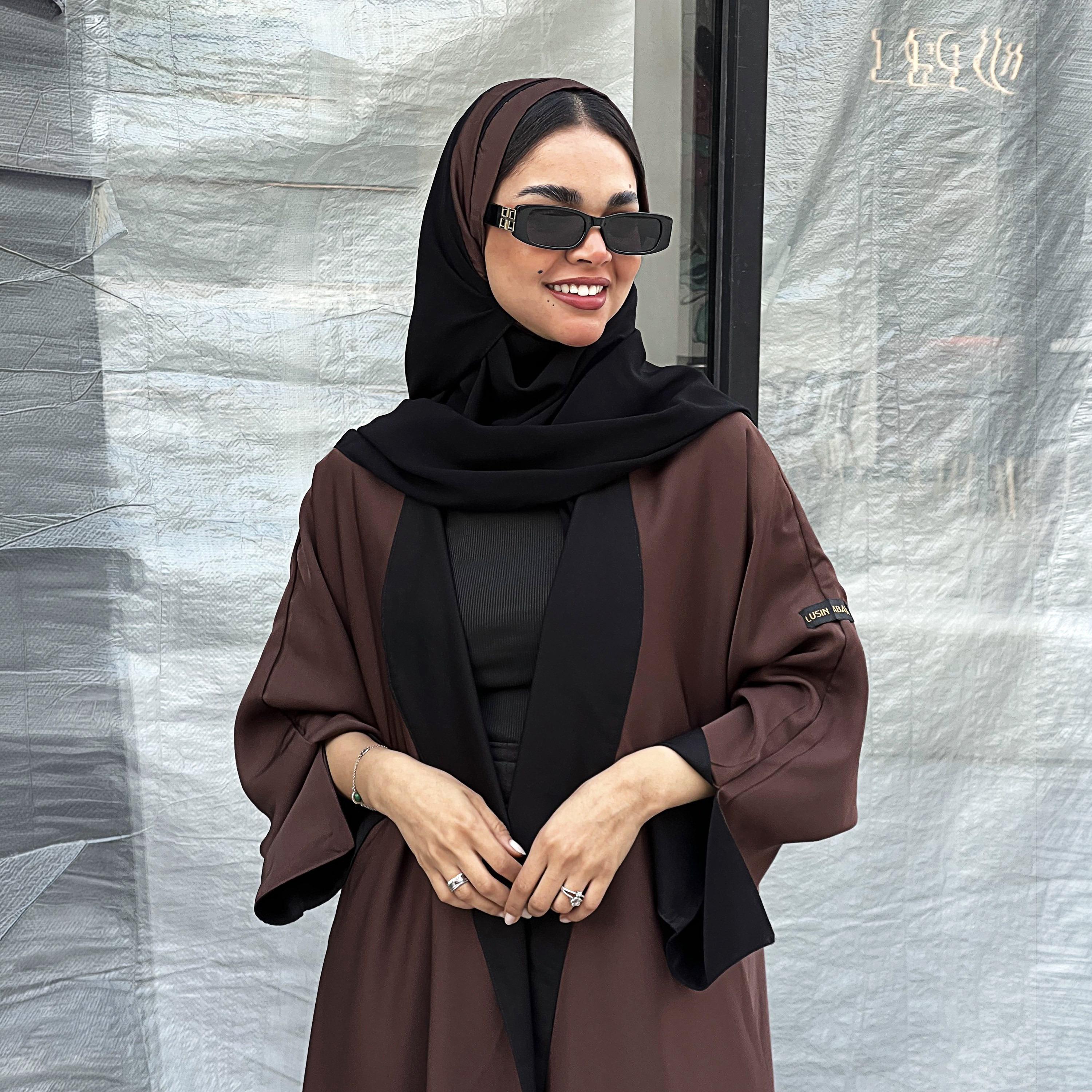 Lusin Abaya Wide Sleeves Women's Double Face Cloche Abaya with Hijab-women-arabicclothing-abayas-image-2