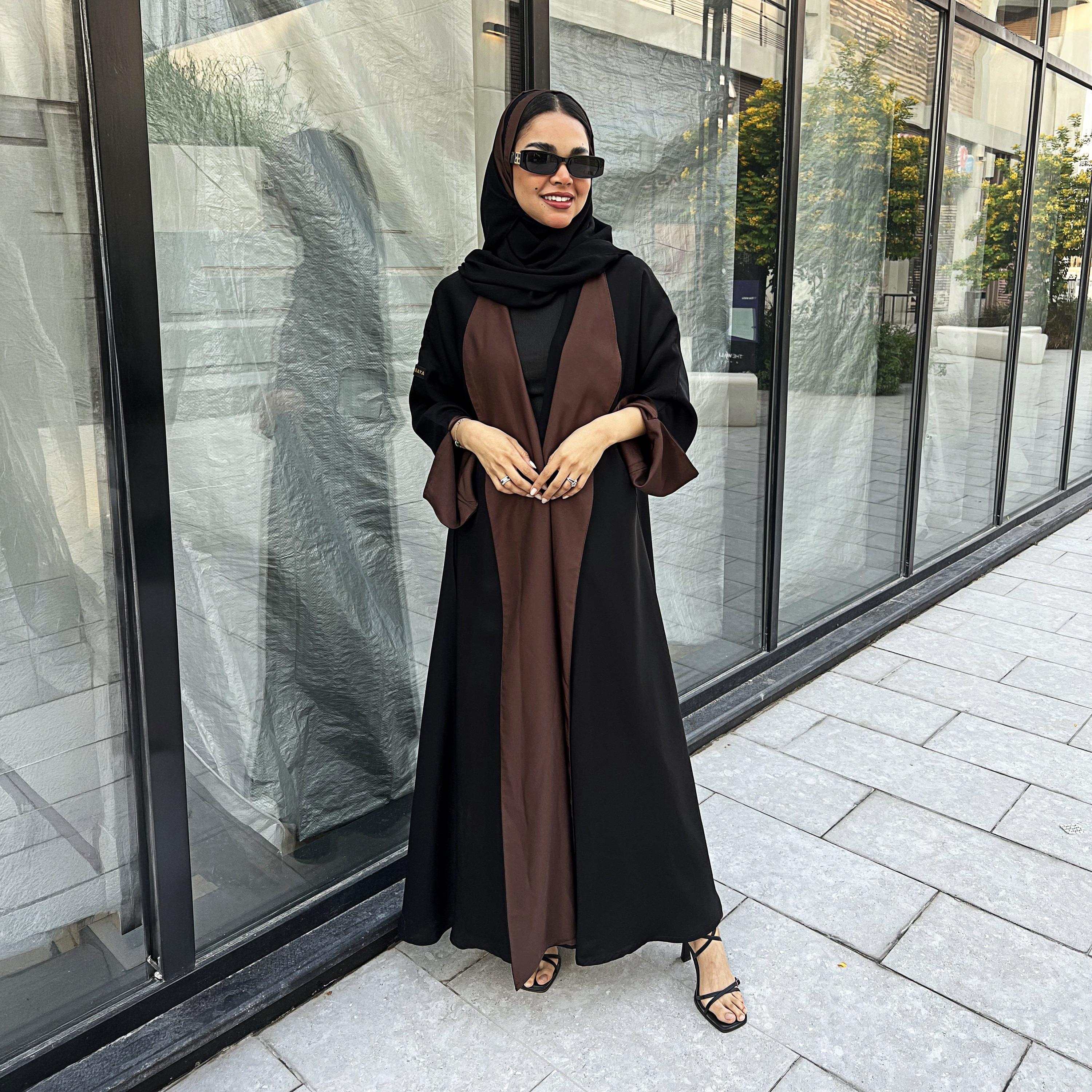 Lusin Abaya Wide Sleeves Women's Double Face Cloche Abaya with Hijab-women-arabicclothing-abayas-image-5