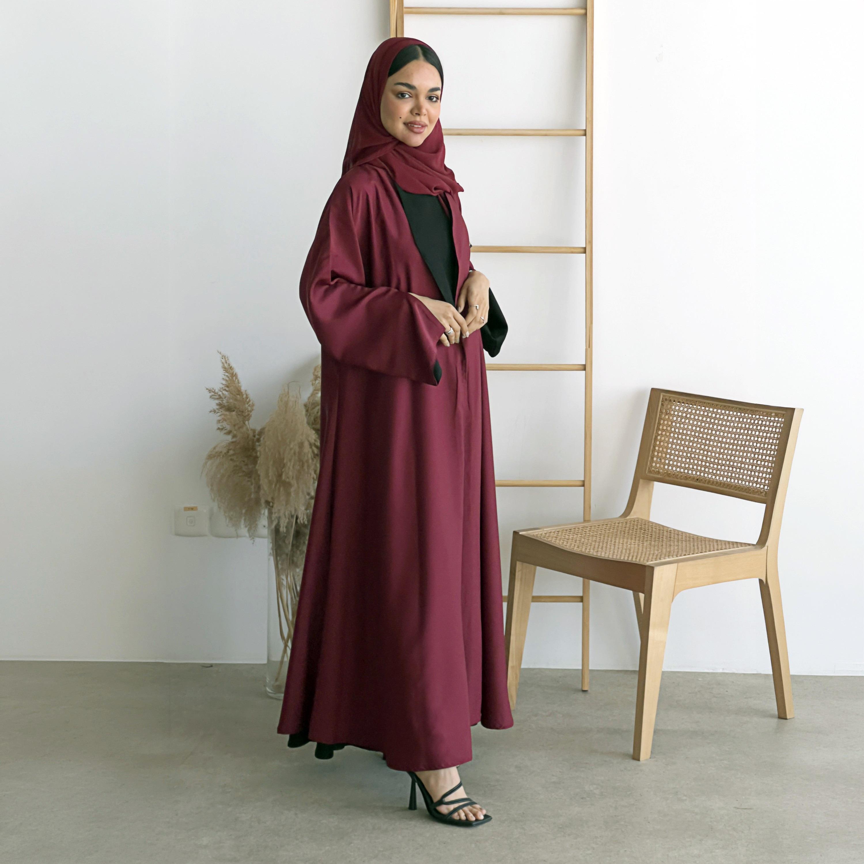 Lusin Abaya Wide Sleeves Women's Double Face Cloche Abaya with Hijab-women-arabicclothing-abayas-image-1