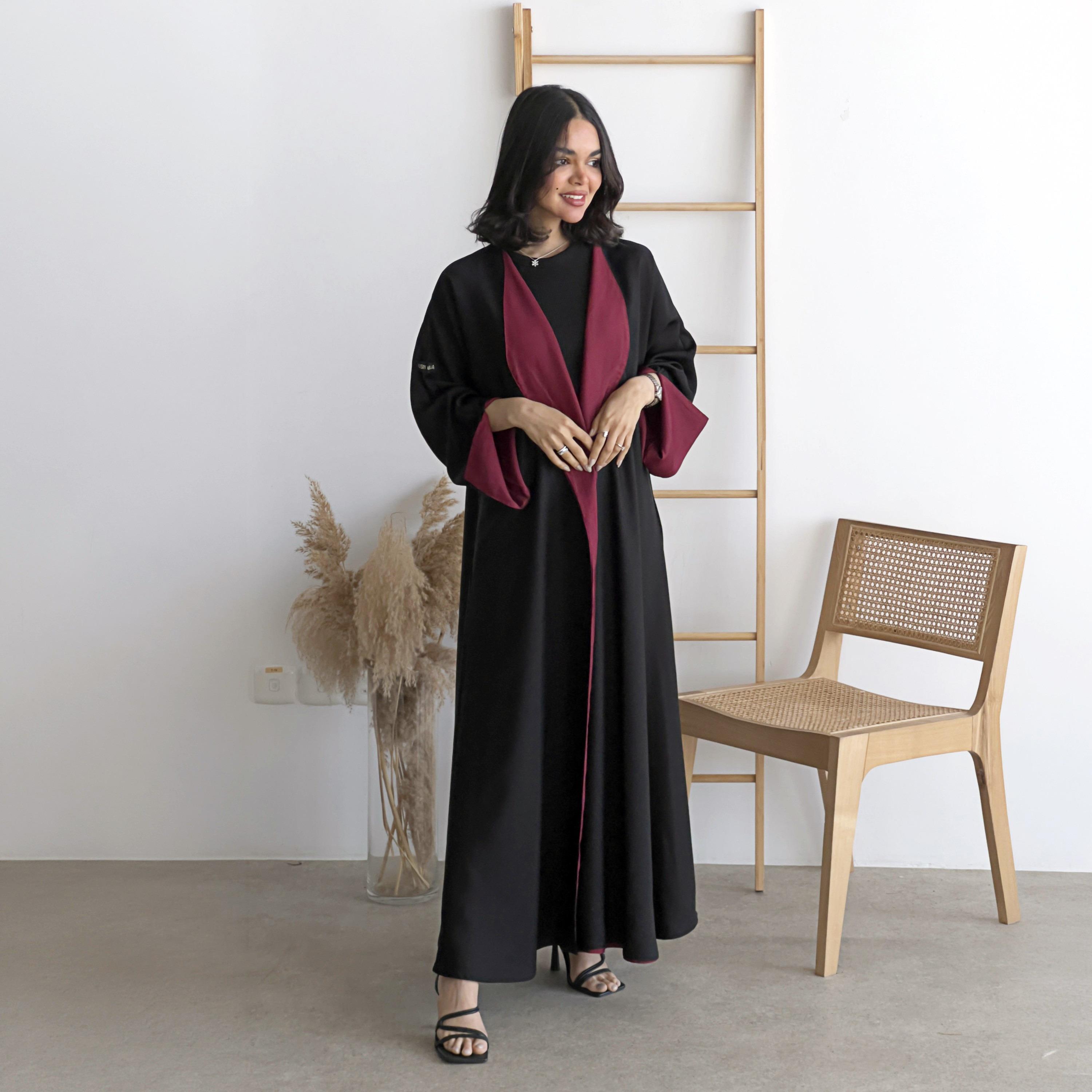 Lusin Abaya Wide Sleeves Women's Double Face Cloche Abaya with Hijab-women-arabicclothing-abayas-image-2