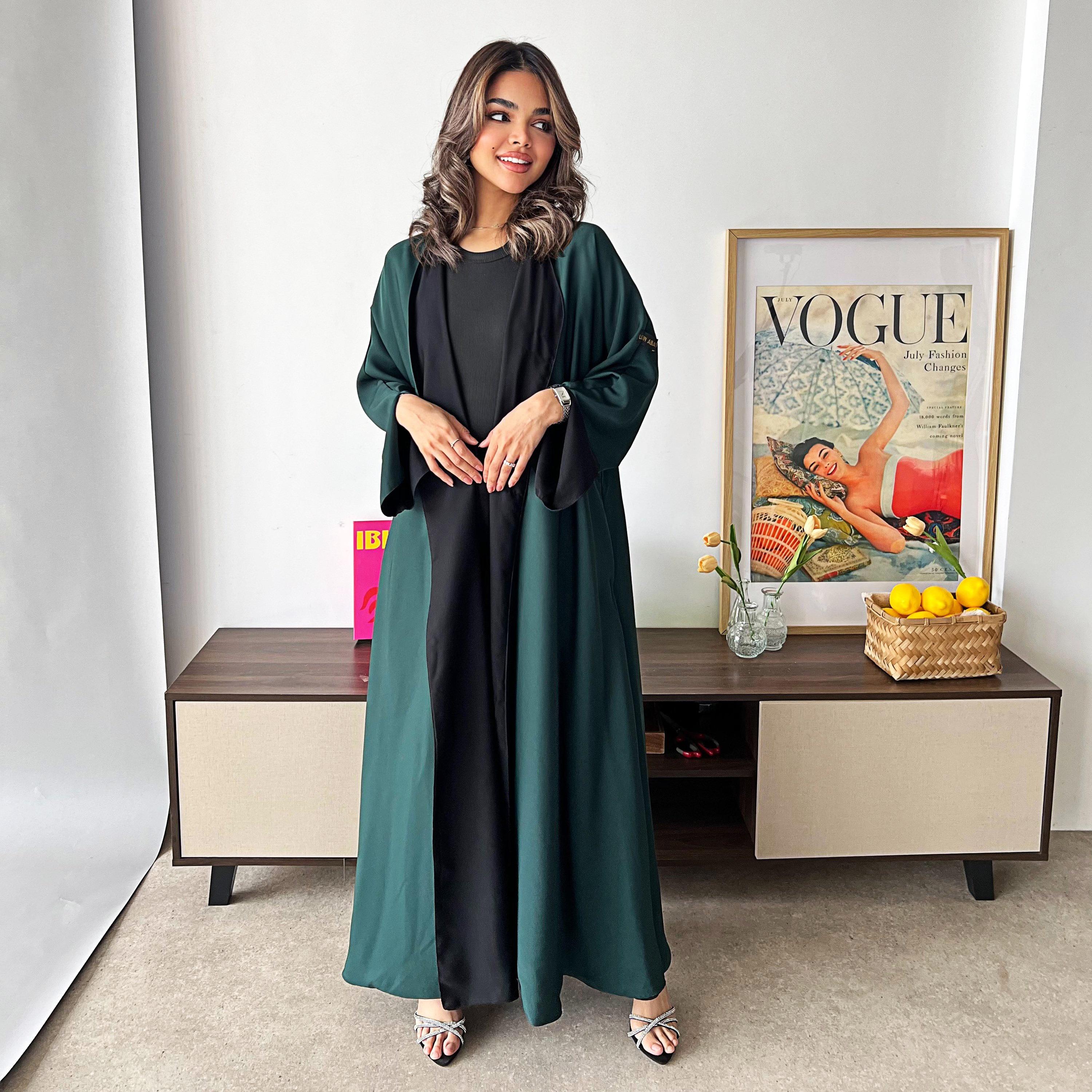 عباءة نسائية "كلوش" بوجهين بأكمام واسعة مع حجاب من لوسين عباية-women-arabicclothing-abayas-image-1
