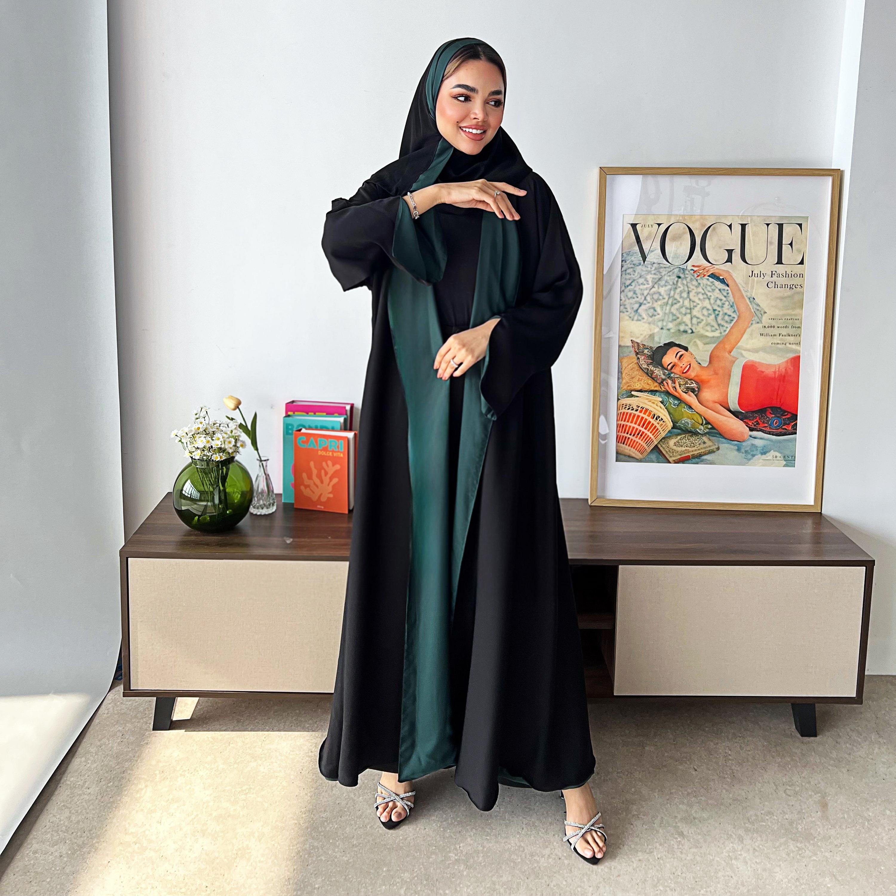 عباءة نسائية "كلوش" بوجهين بأكمام واسعة مع حجاب من لوسين عباية-women-arabicclothing-abayas-image-3