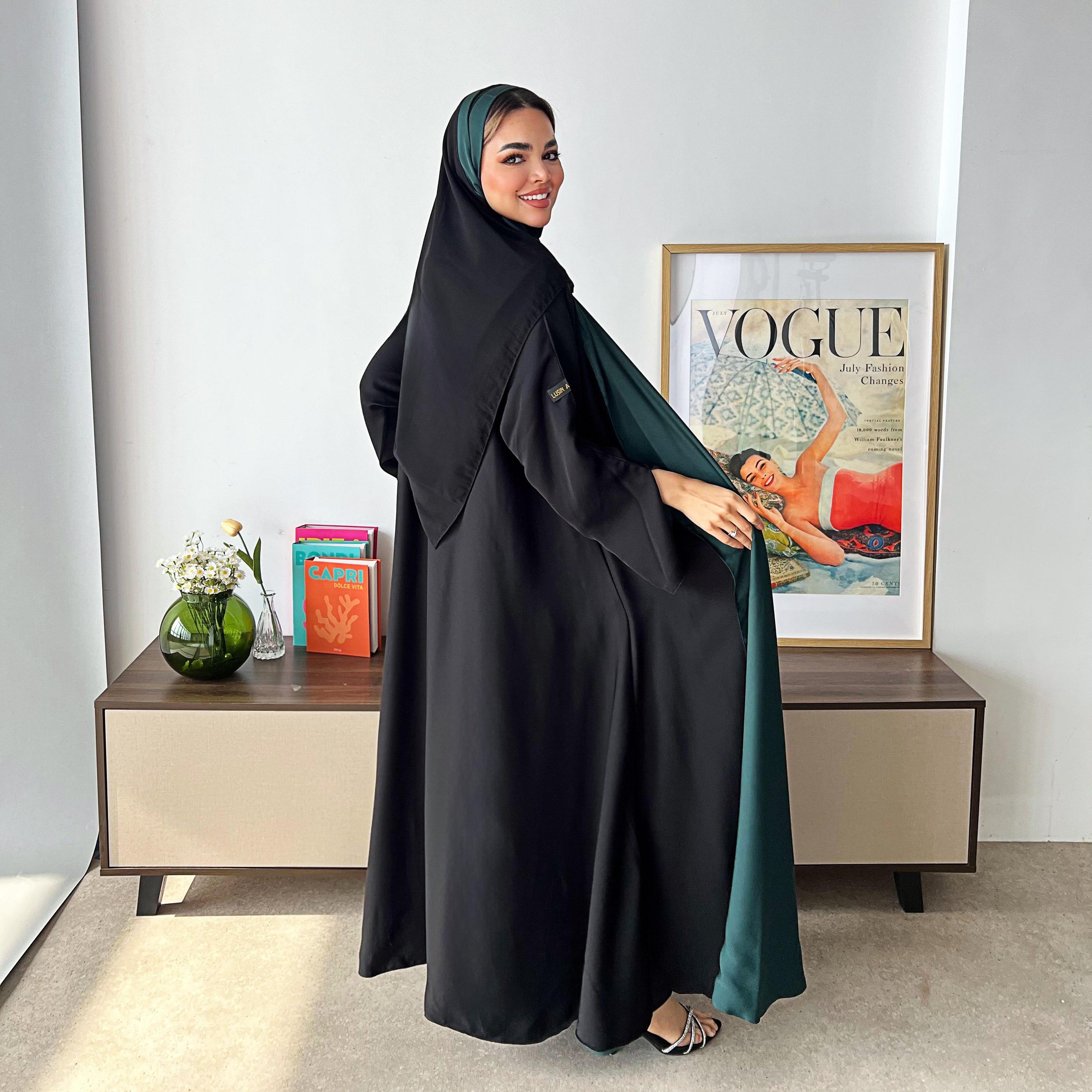 عباءة نسائية "كلوش" بوجهين بأكمام واسعة مع حجاب من لوسين عباية-women-arabicclothing-abayas-image-5