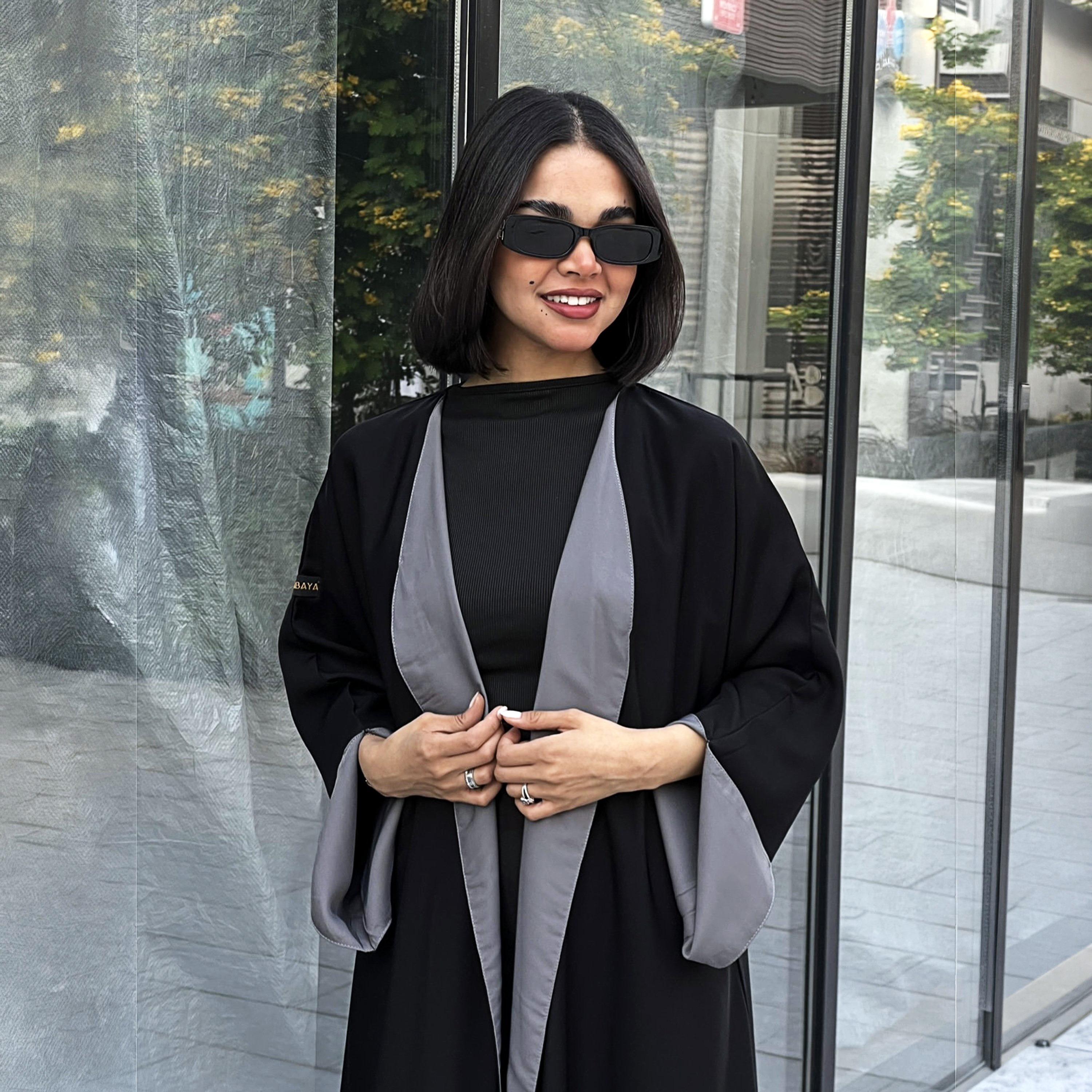 عباءة نسائية "كلوش" بوجهين بأكمام واسعة مع حجاب من لوسين عباية-women-arabicclothing-abayas-image-2