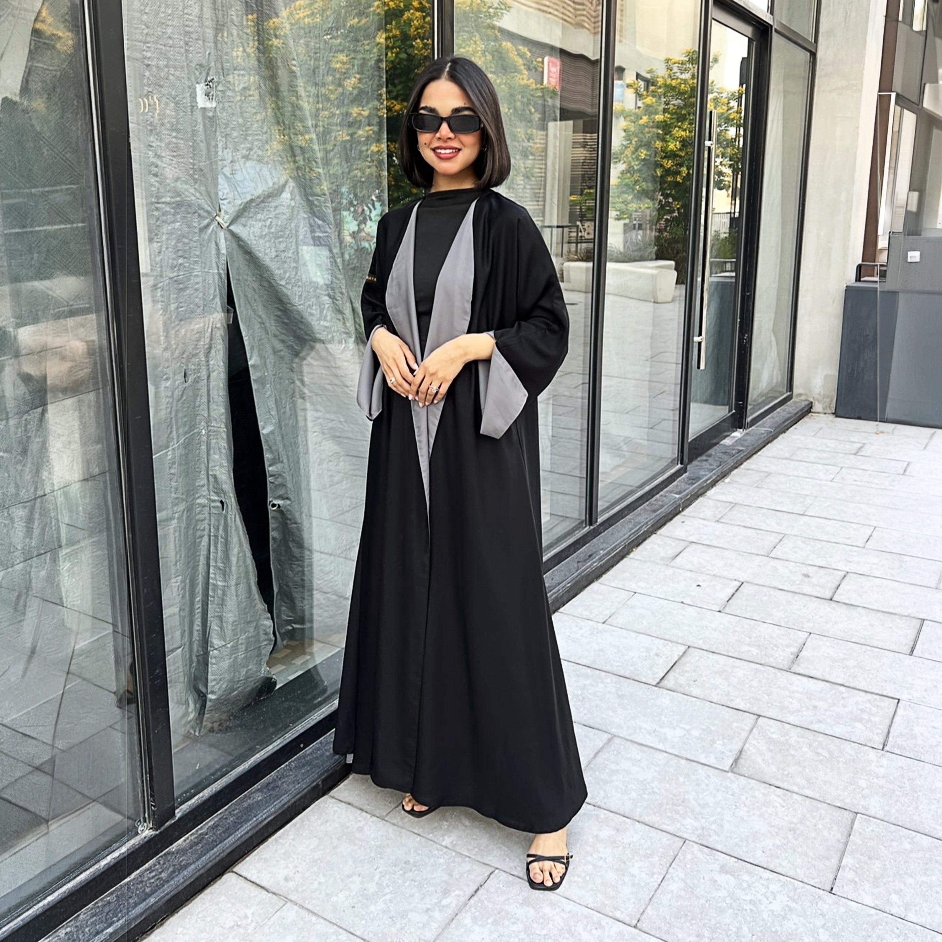 عباءة نسائية "كلوش" بوجهين بأكمام واسعة مع حجاب من لوسين عباية-women-arabicclothing-abayas-image-3