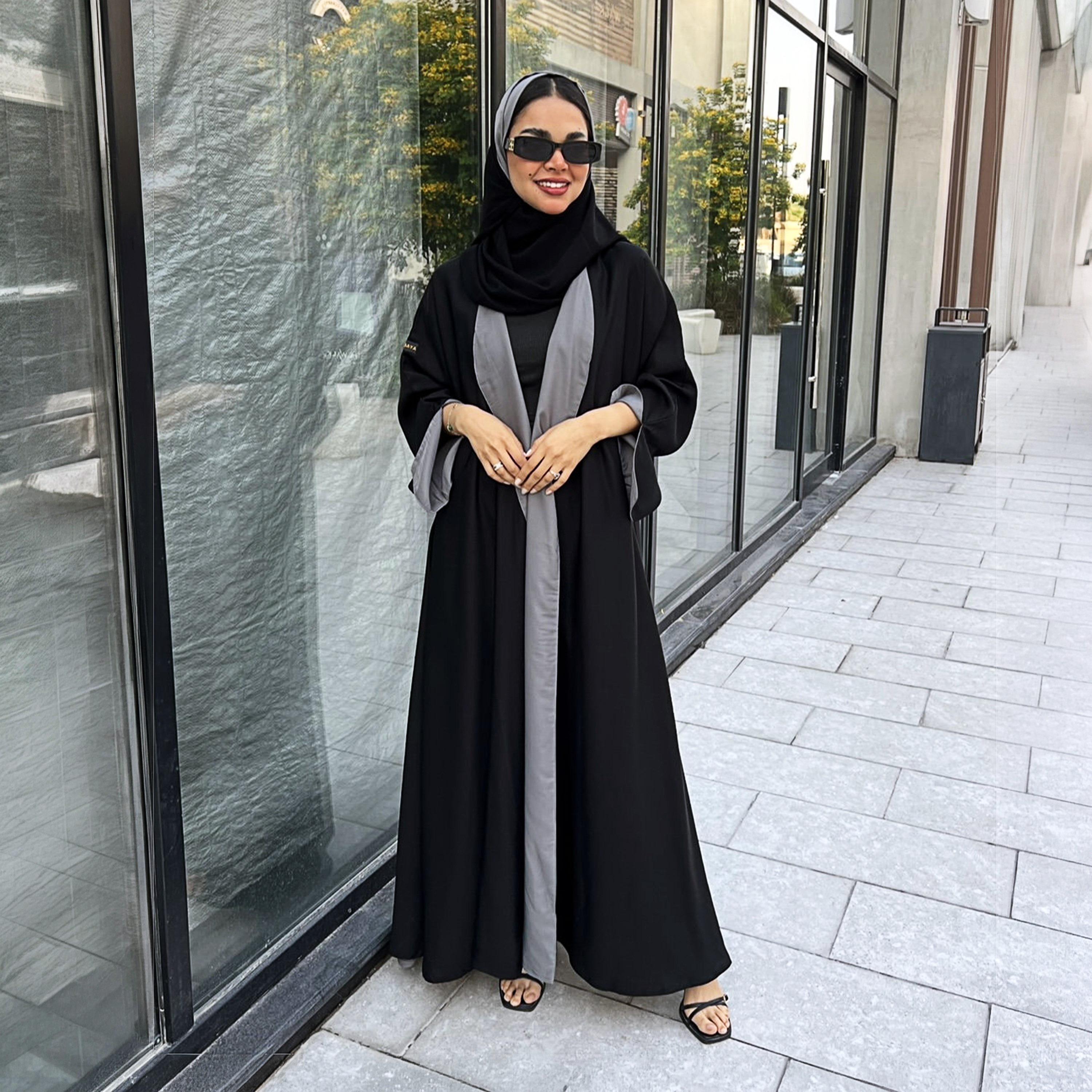 عباءة نسائية "كلوش" بوجهين بأكمام واسعة مع حجاب من لوسين عباية-women-arabicclothing-abayas-image-4
