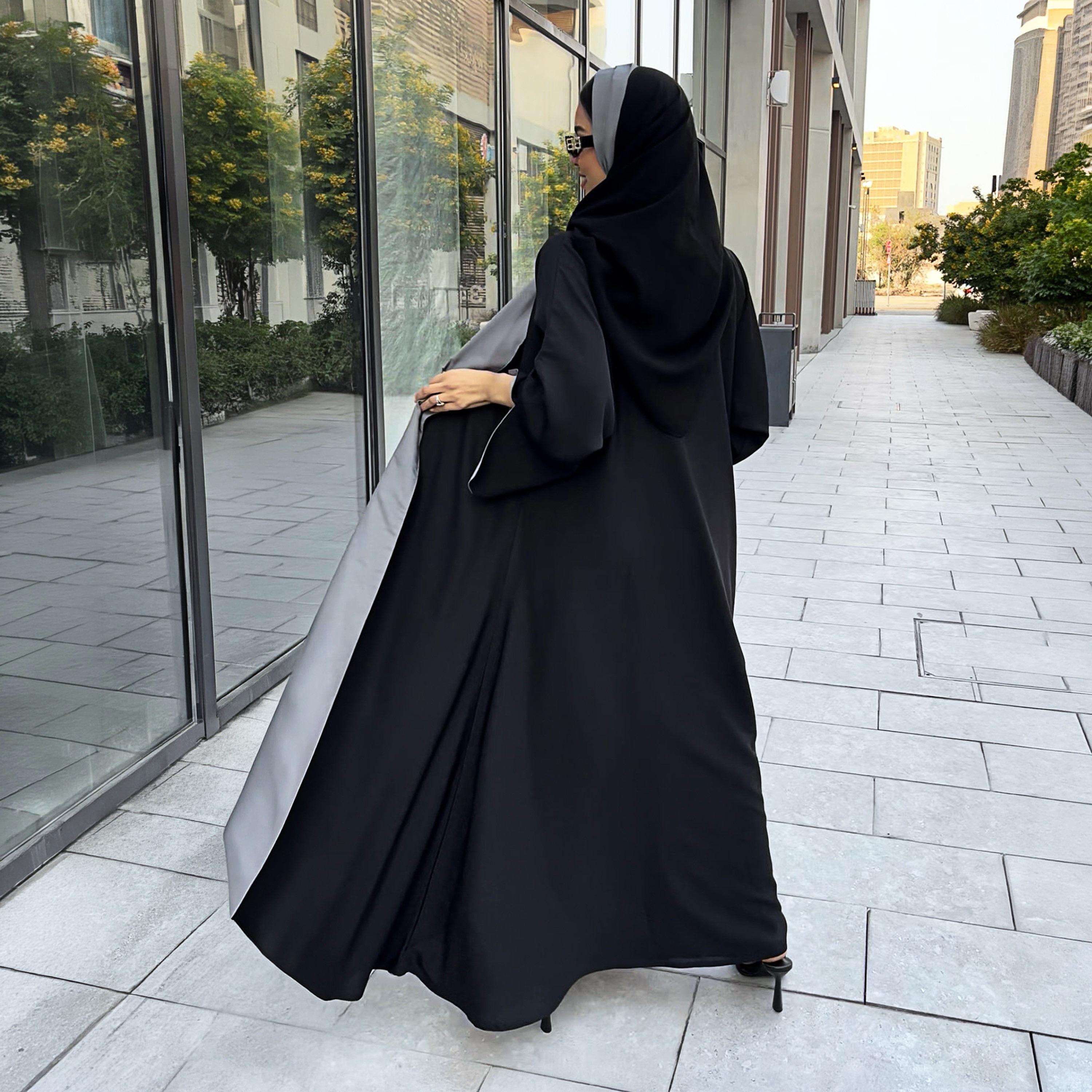 عباءة نسائية "كلوش" بوجهين بأكمام واسعة مع حجاب من لوسين عباية-women-arabicclothing-abayas-image-6
